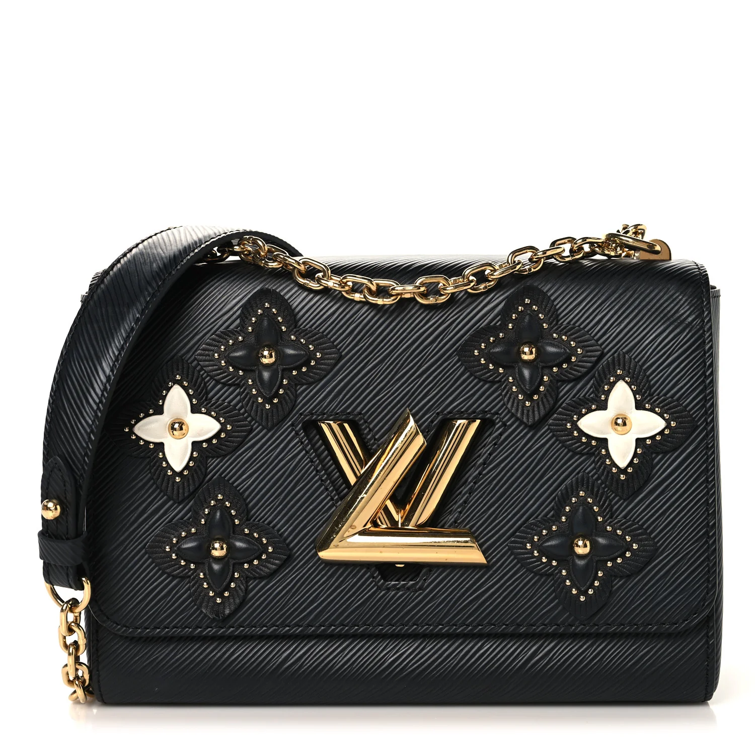 Epi Flowers Twist Shoulder Bag MM  Black