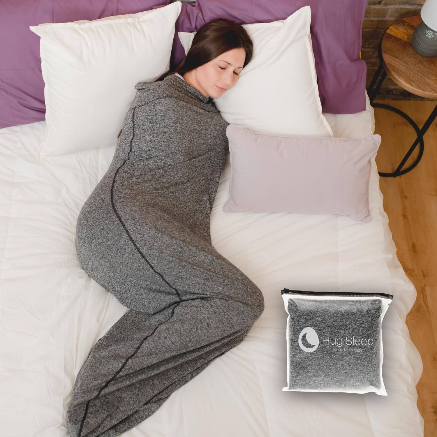 Hug Sleep, Sleep Pod The Original Cooling Machine Washable Wearable Blanket + Weighted Blanket Alternative As Seen on Shark Tank for Men, Women, and