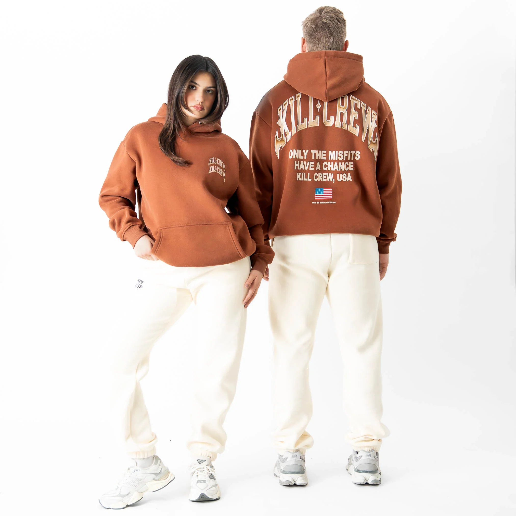 OVERSIZED LUX CHROME HOODIE - BROWN