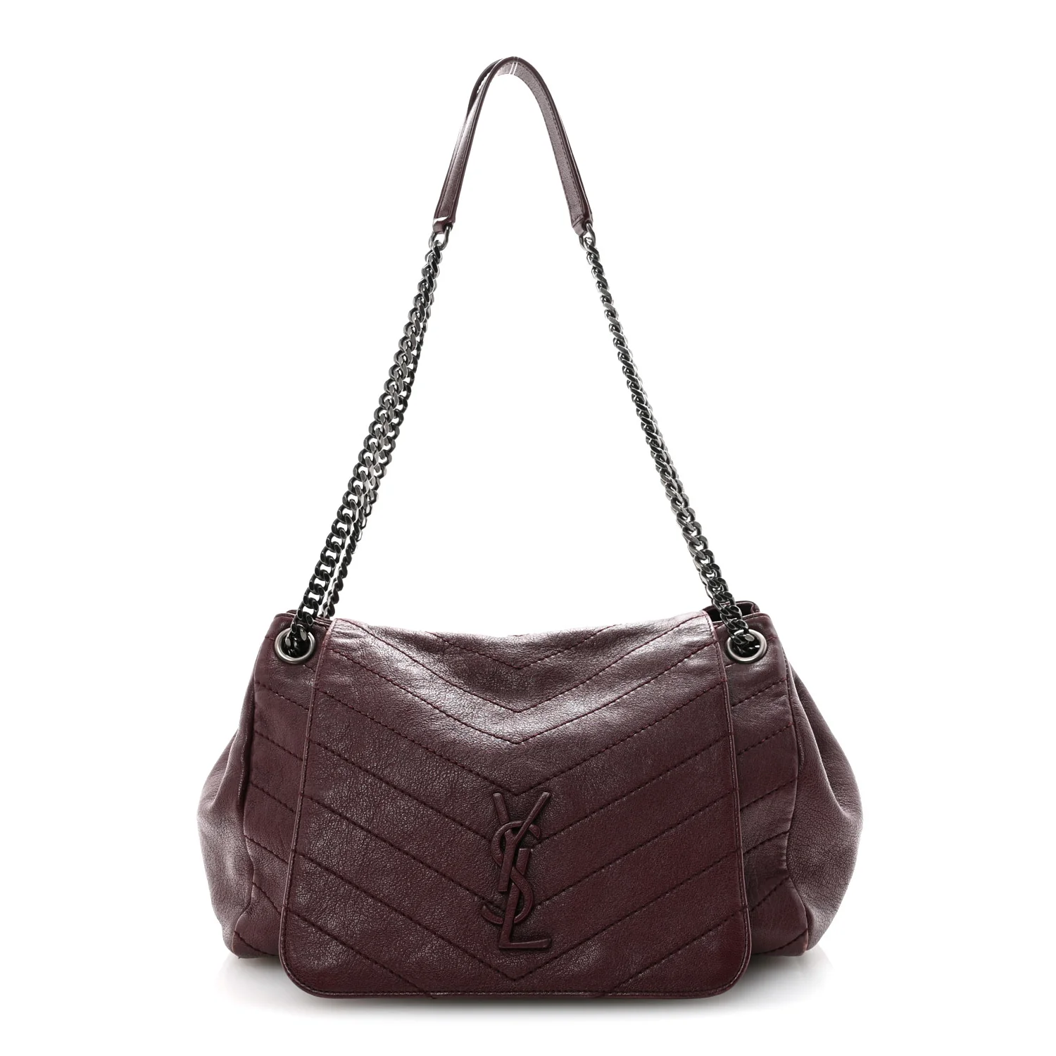 Vintage Lambskin Chevron Monogram Medium Nolita  Amaranto