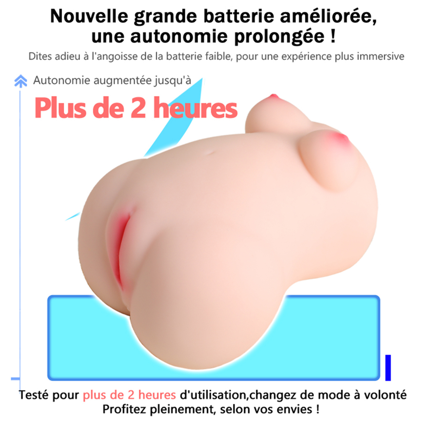 Batterie longue durée de 2 heures avec charge magnétique aisée.