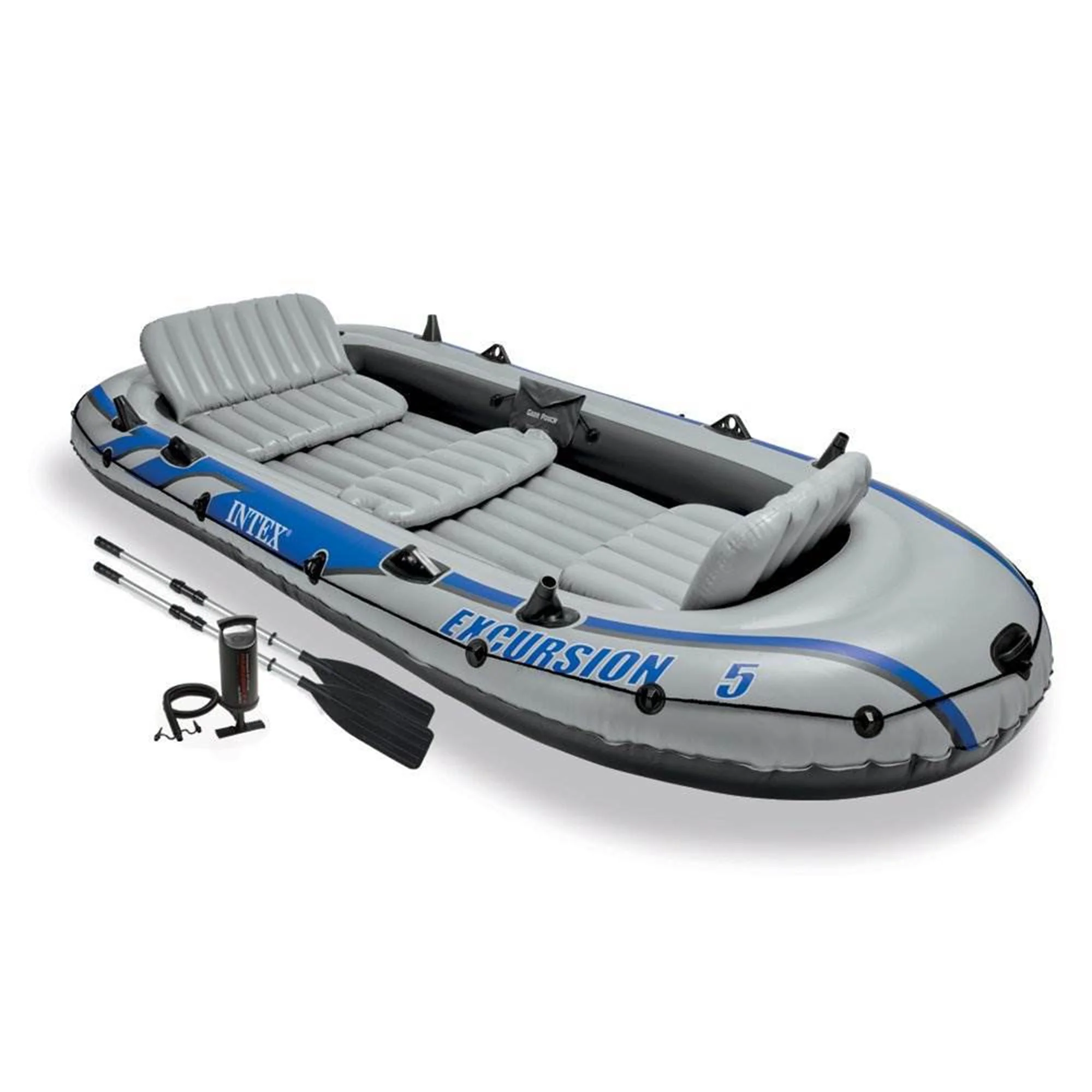 Intex Excursion 5 Person Inflatable Fishing Boat with Composite Motor Mount Image 2