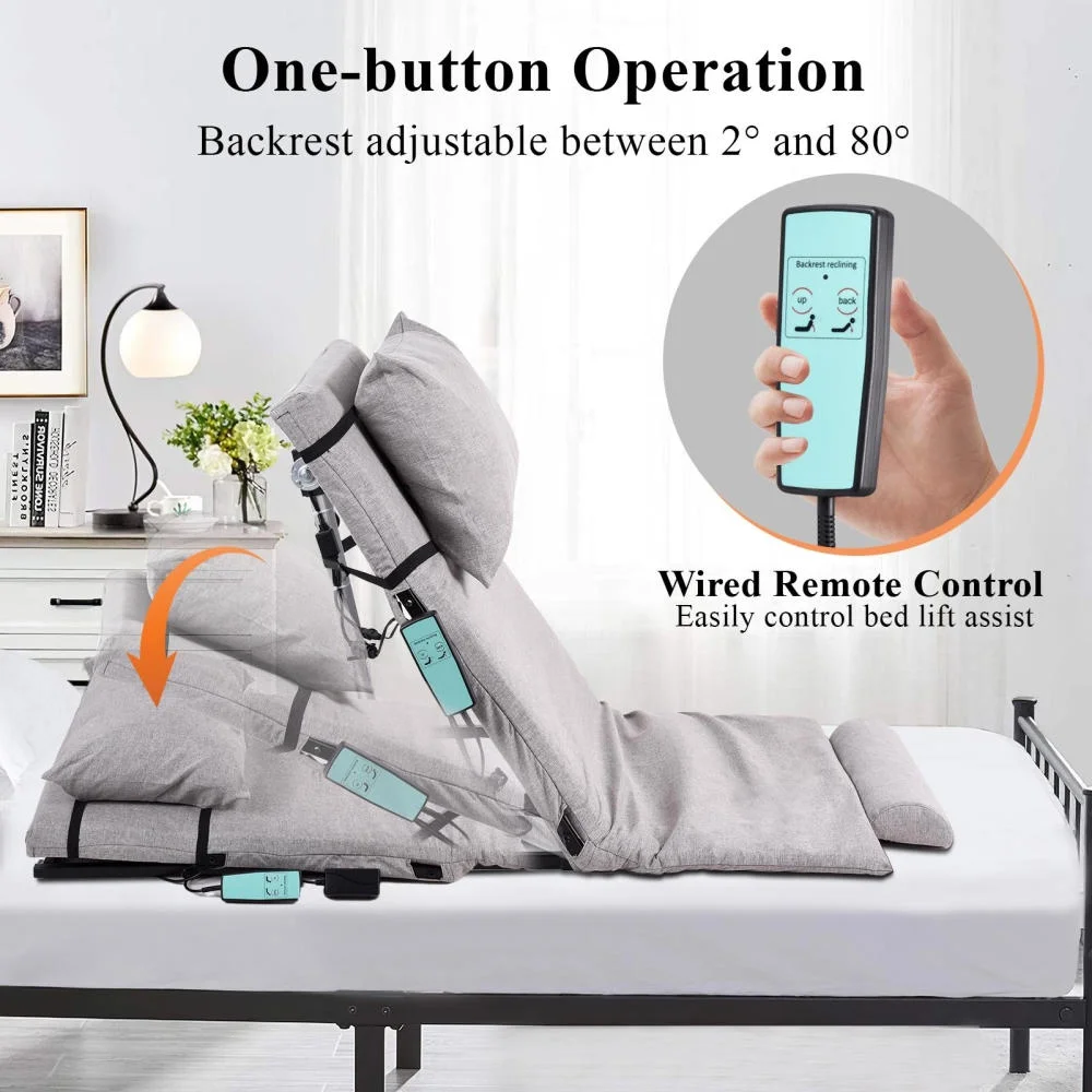 Adjustable Power Lifting Bed Backrest for Elderly Patient Injured, Sit-up Back Rest Chair for Neck Lumbar Back Support, Electric Lifting Backrest for Bed (Gray)(Gray) - Image 7
