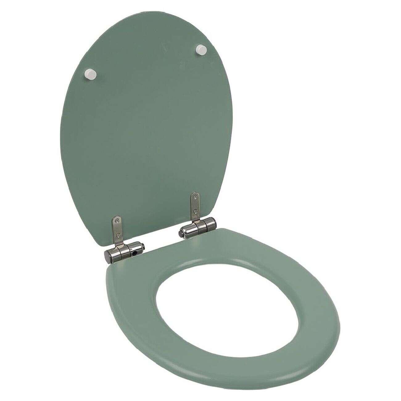 Abattant WC bois vert avec frein de chute déclipsable réglable