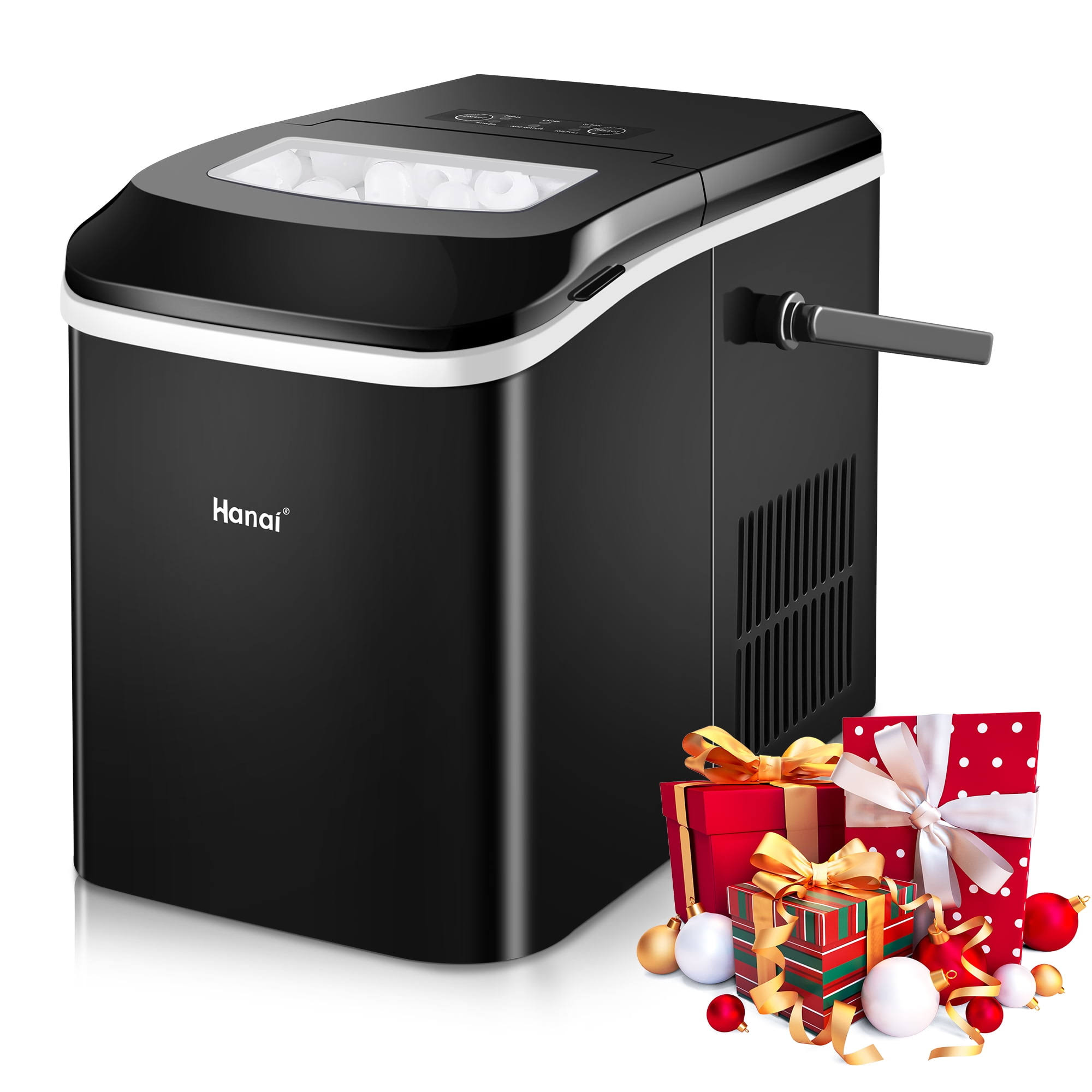 WANAI Countertop Ice Maker Machine,Portable Compact Ice Cube Maker,26.5 lbs/24H,2 Sizes,Self-Cleaning Ice Machine with Ice Scoop and Basket,9 Cubes