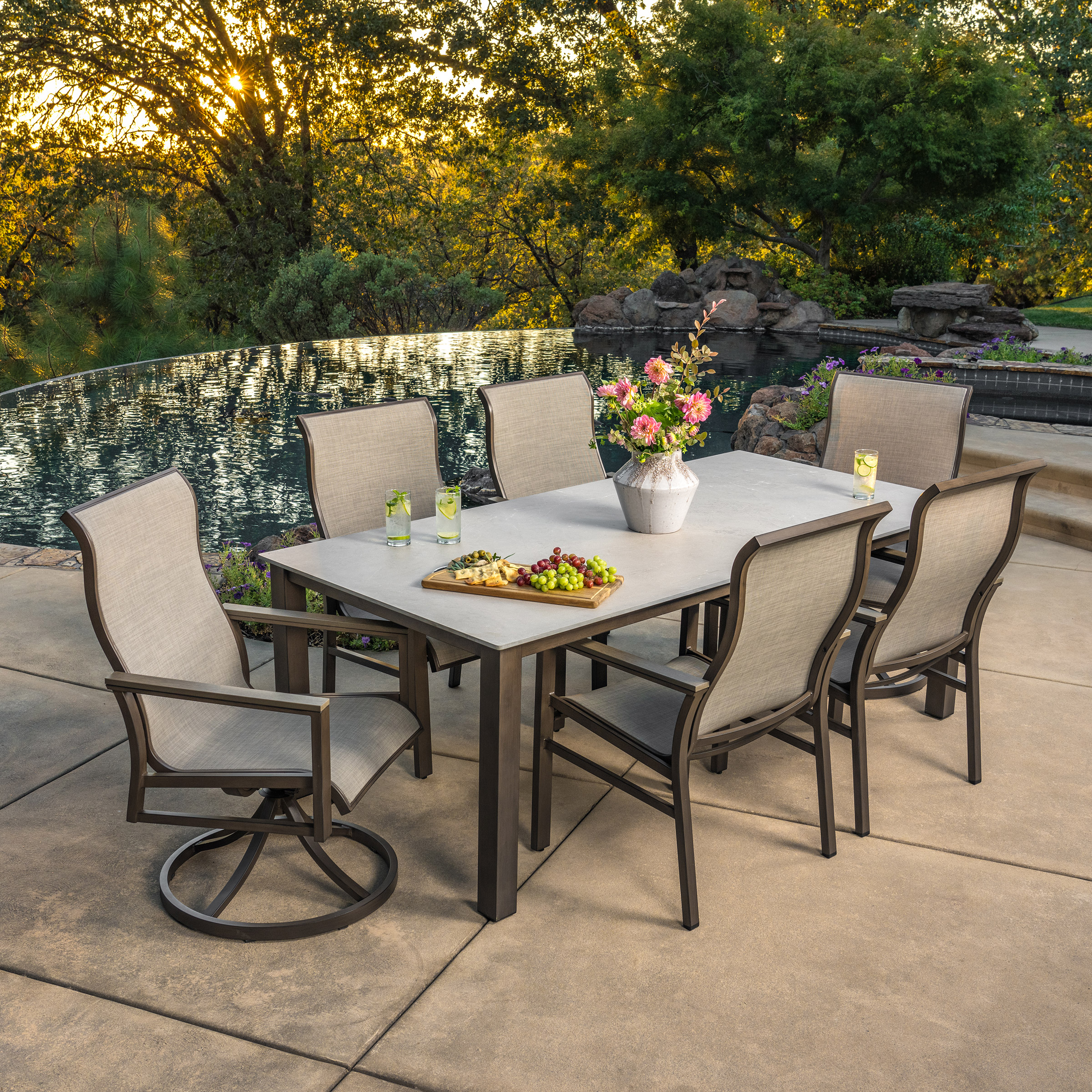 Sunvilla Nichols 7 - Piece Sling Outdoor Patio Dining Set