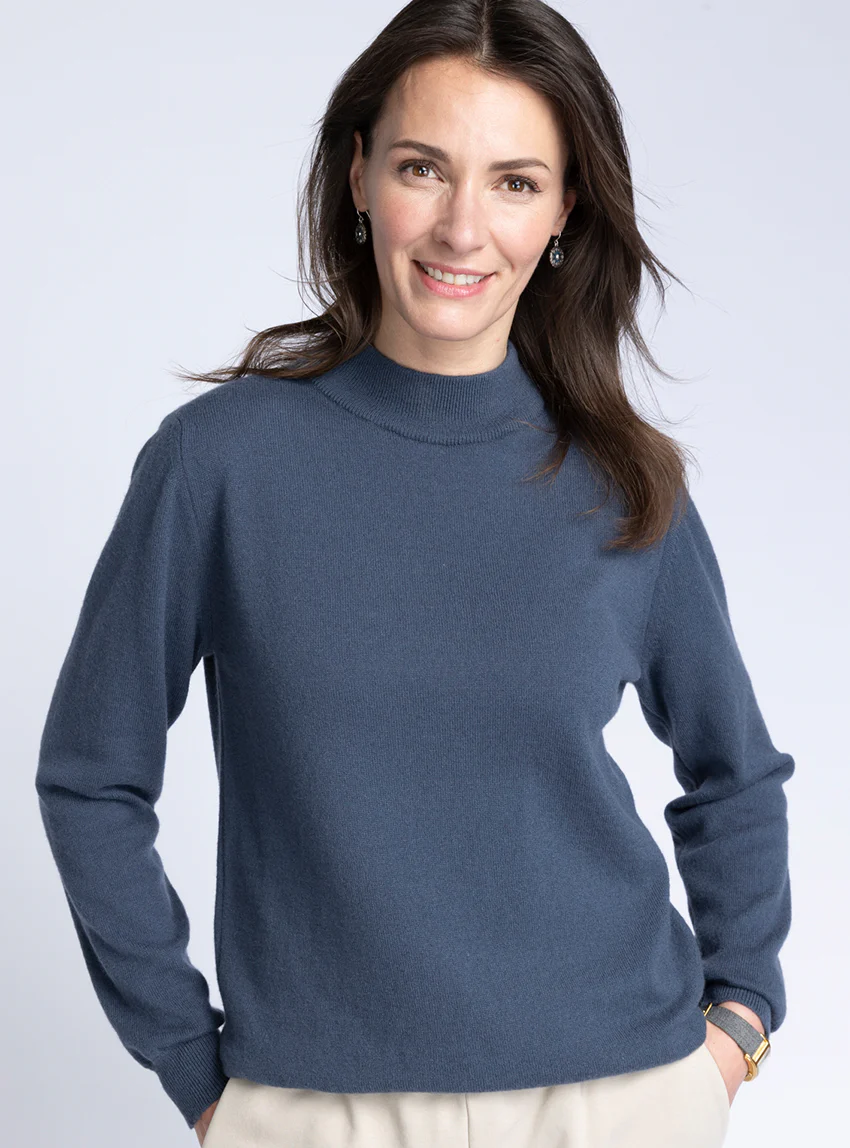 Pull col cheminée femme 100% cachemire Gris Cendré