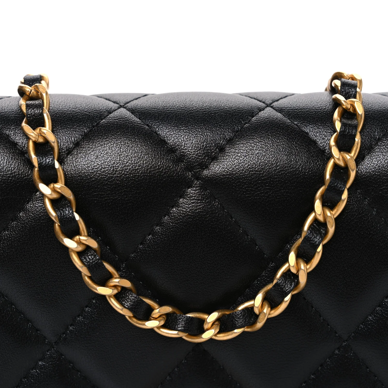 Lambskin Plexiglass Quilted Coco Love Wallet On Chain WOC Black