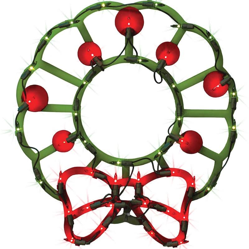 Impact Innovations Lit Wreath Silhouette Christmas Decoration Red/G