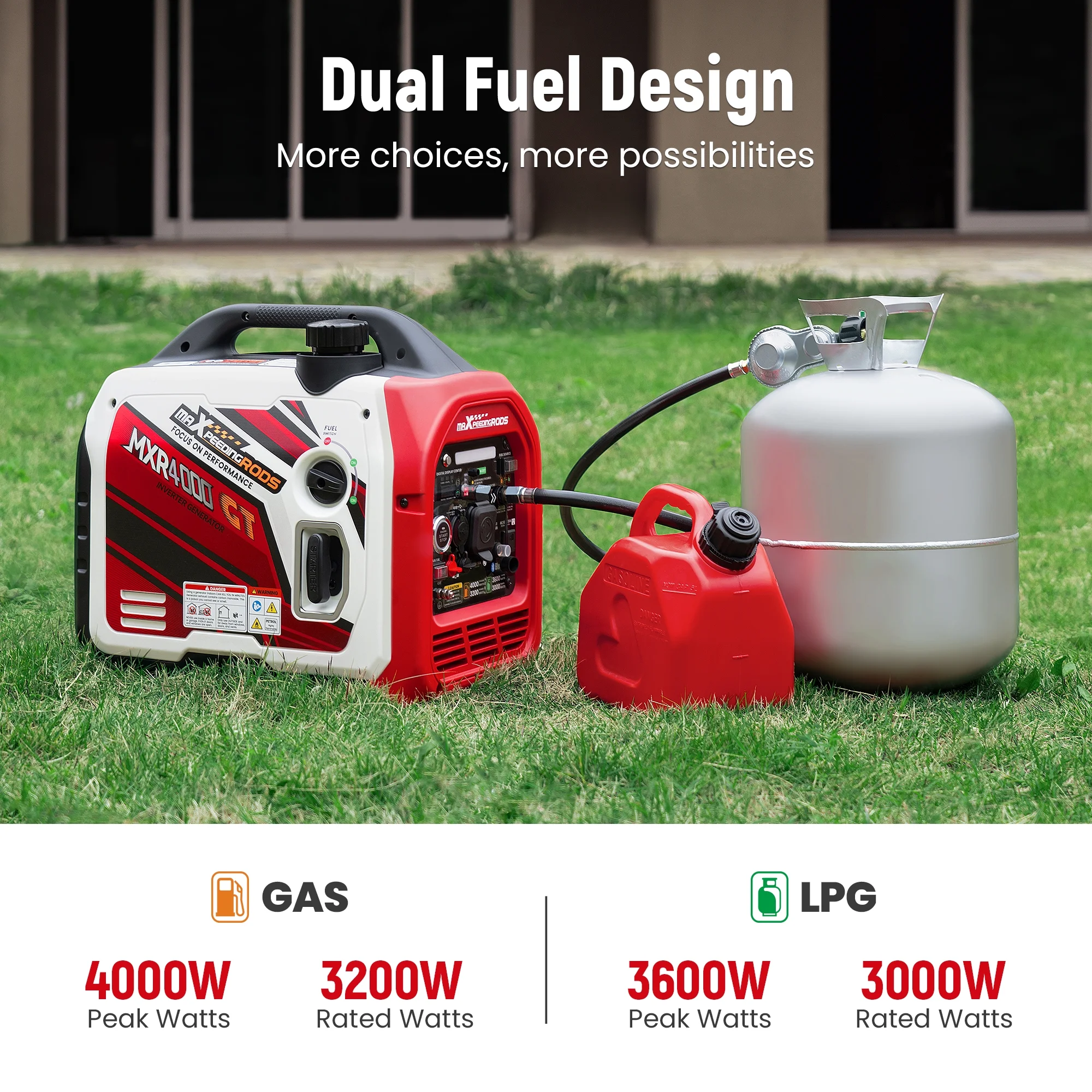 4KW Gas LPG Portable Generator Inverter Bluetooth E-Start for Outdoor Camping - Image 6