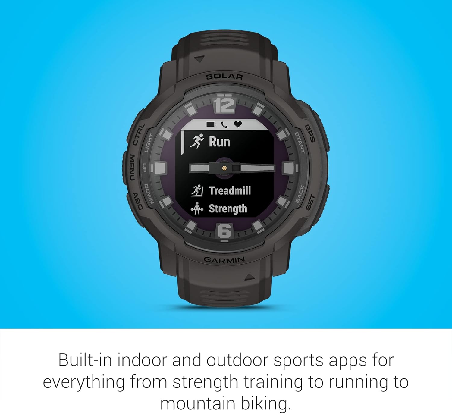Garmin Instinct Crossover Solar  Rugged Hybrid Smartwatch with Solar Charging Capabilities  Analog Hands and Digital Display  Graphite