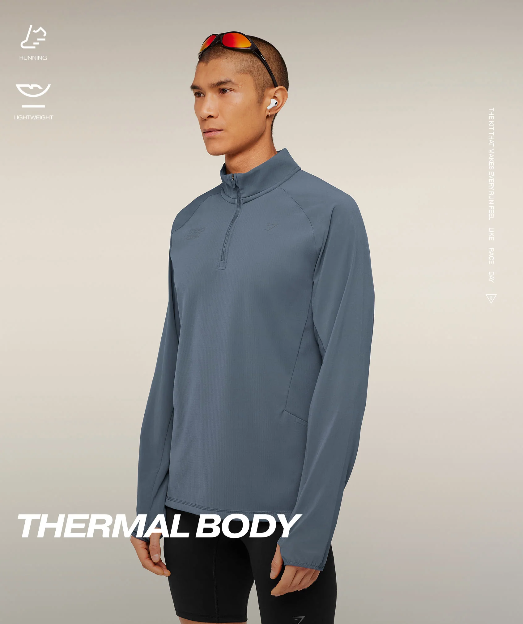 RUNNING ELITE 1/4 ZIP - Titanium Blue