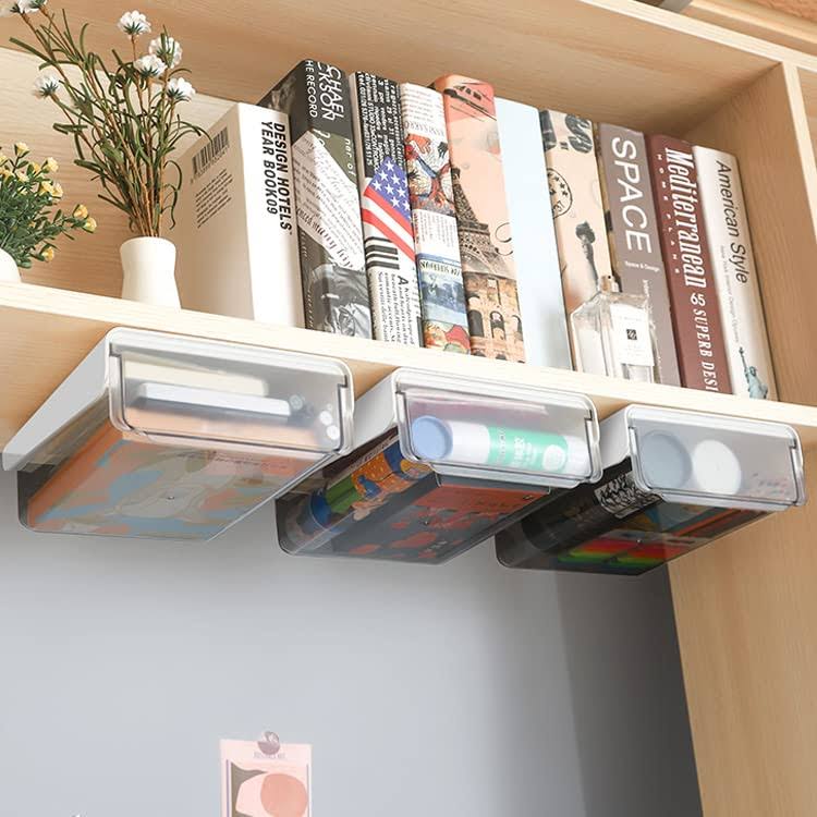 Eljif Under Desk Drawer, Office Organizer, Storage Cabinet, Self-Adhesive Organizer Box, Slide-Out Cabinet, Desk Caddy Single Medium (Black)