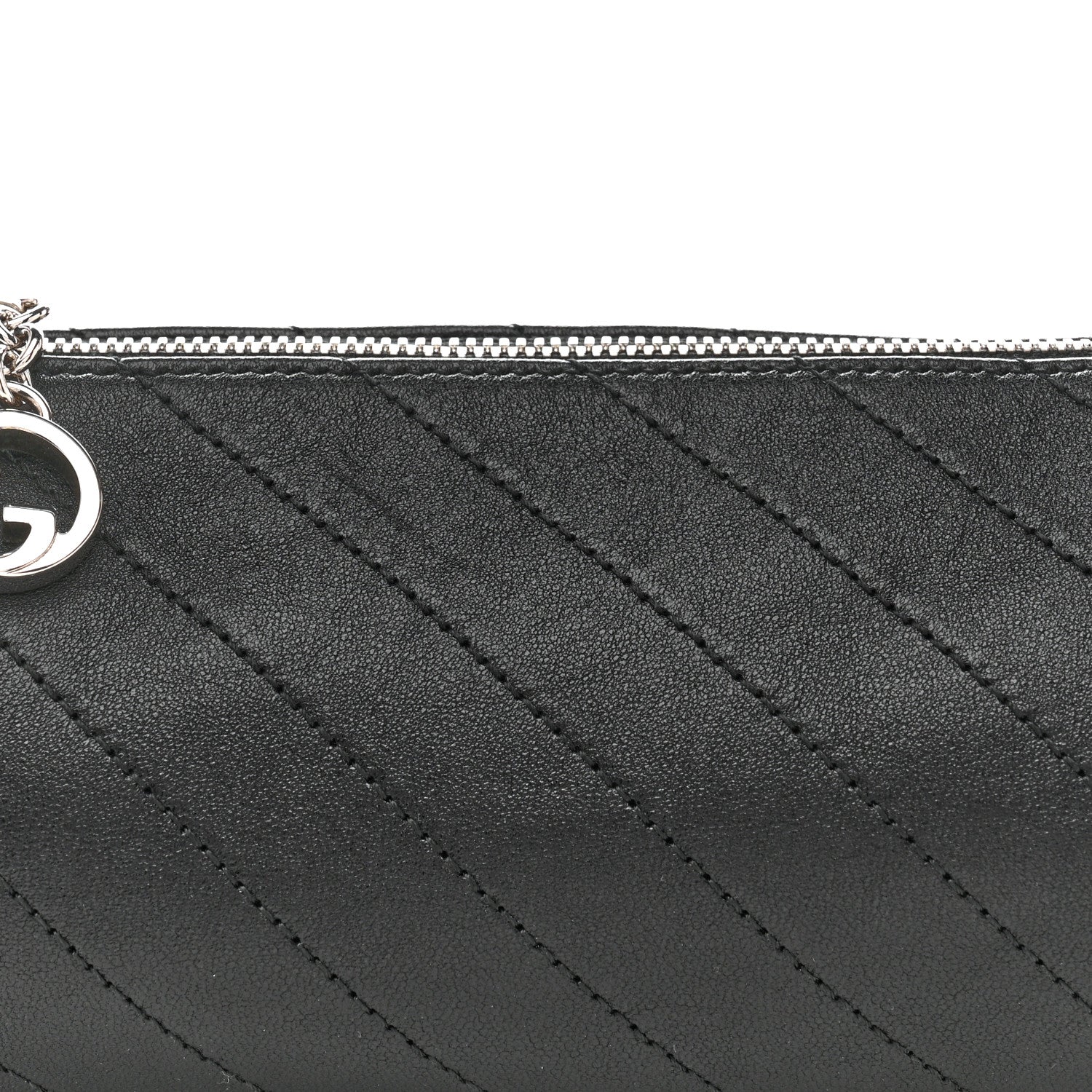 Sakai Be Green Calfskin Diagonal Stitched Mini Blondie Barrel Shoulder Bag Black