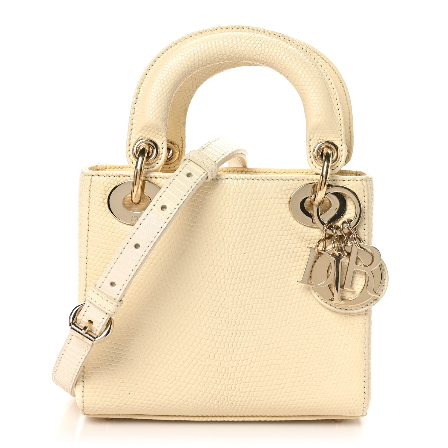 Lizard Mini Lady Dior White
