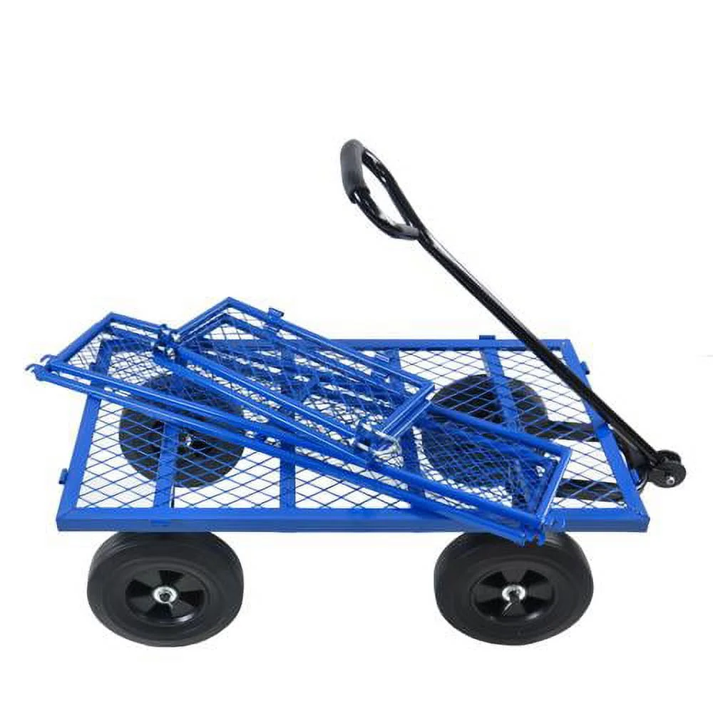 UBesGoo Garden Wagon Tool Cart Wagon Heavy-Duty Beach Lawn Yard Landscape Blue