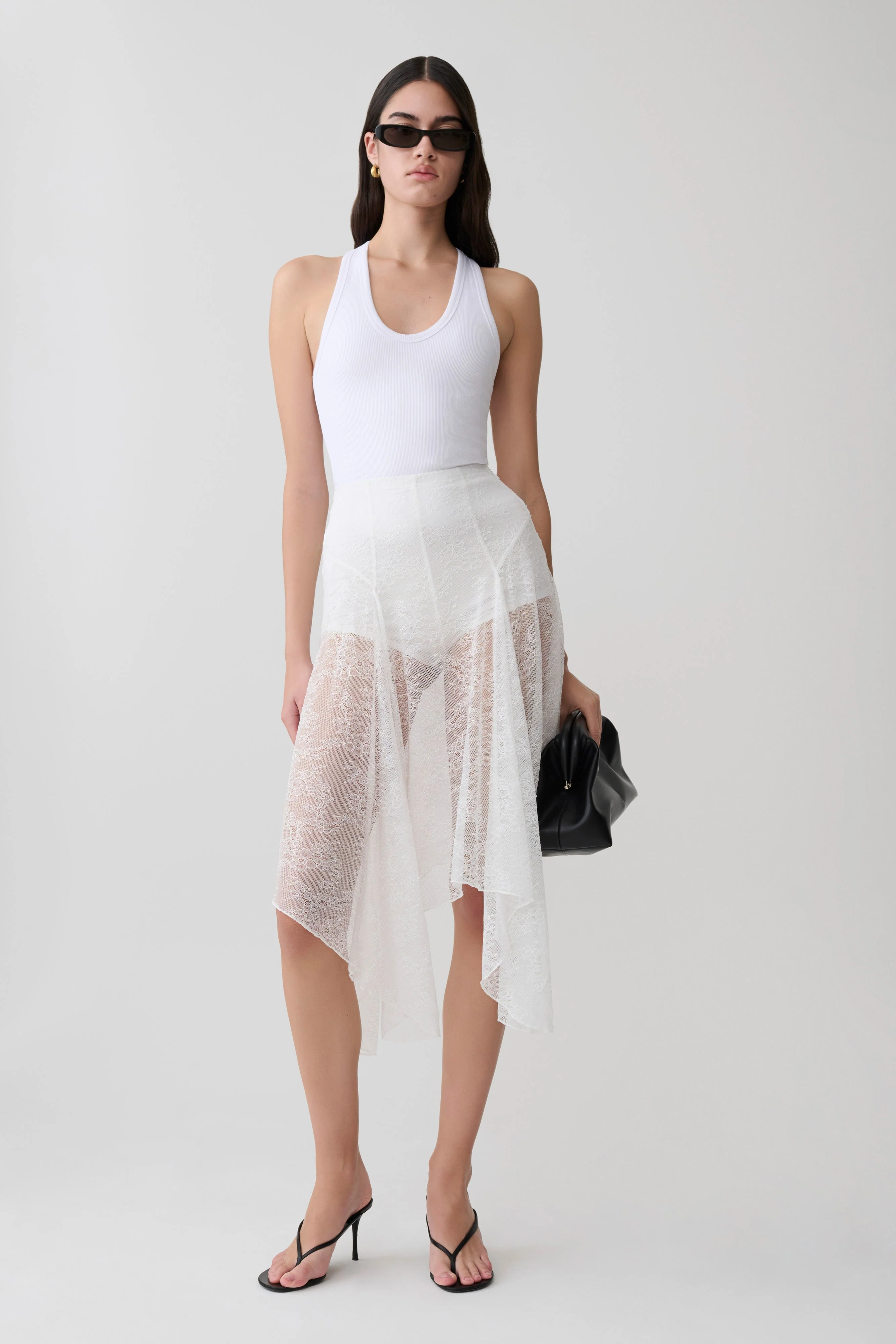 Haime Lace Hankie Midi Skirt - Ivory
