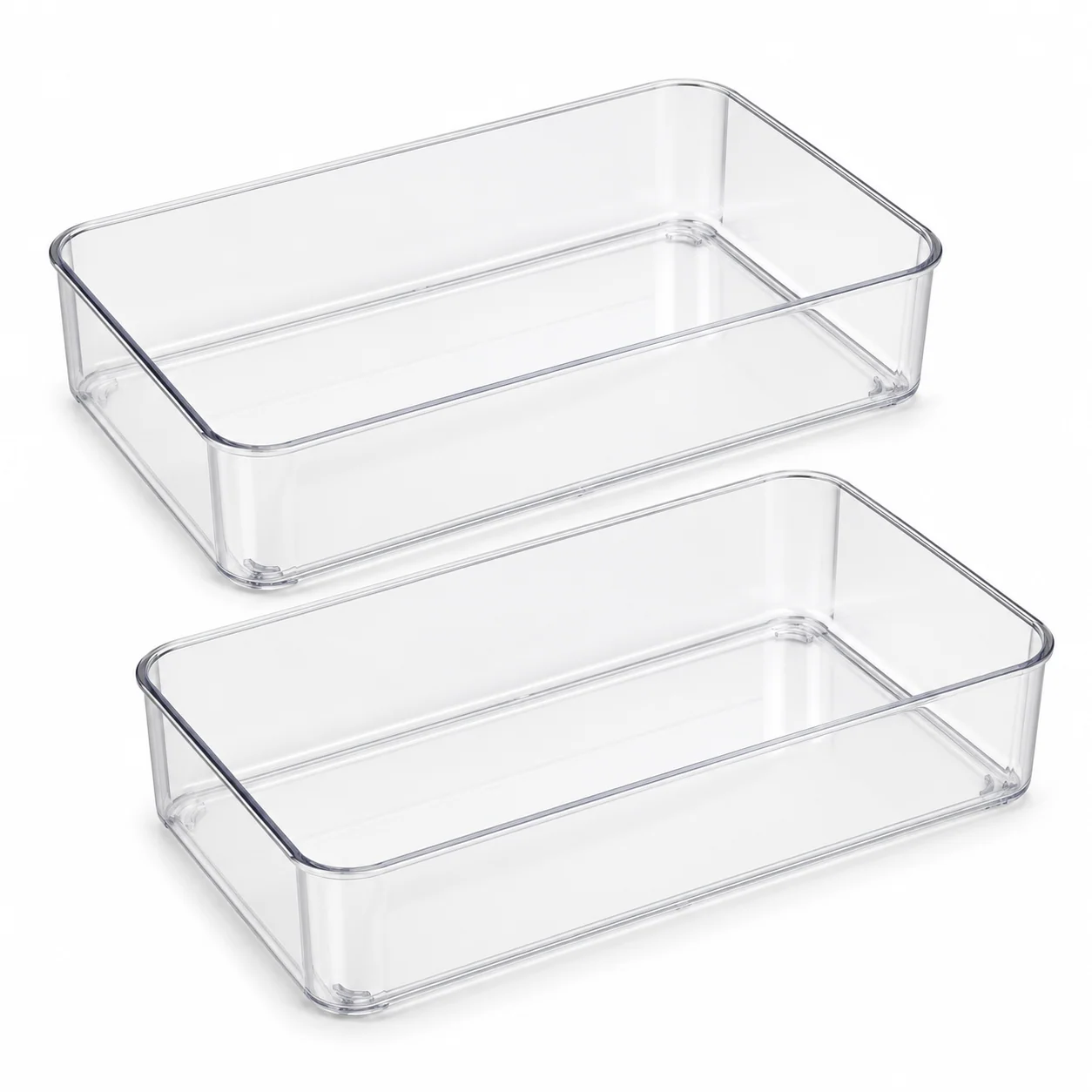 Clear Rectangular Drawer Organizer Trays, 2-Pack