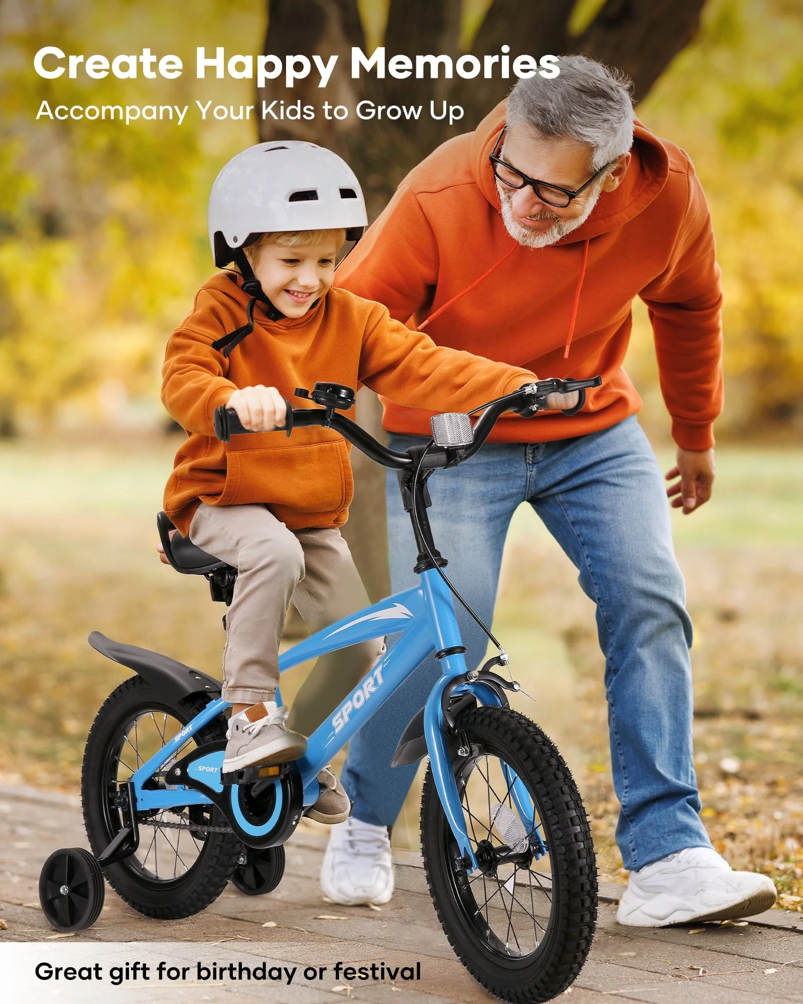 14" Kids Bike Girls and Boys Blue Bike for Age 3-6 Years Old - Image 2