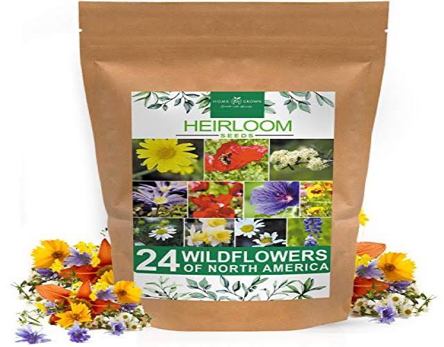 Home Grown 90,000+ Wildflower Seeds - Bulk Perennial Wild Flower Seeds Mix - 3oz Flower Garden Seeds for Attracting Bees, Birds & Butterflies - 24