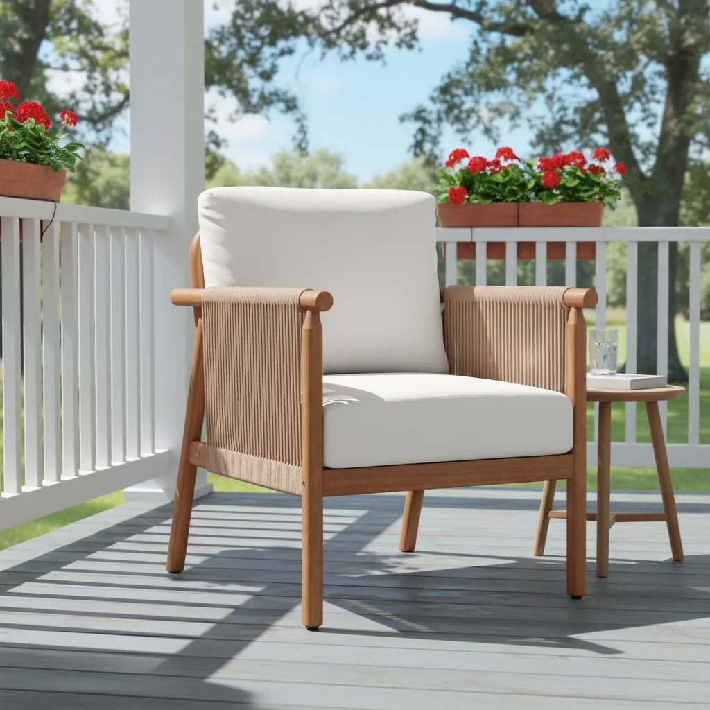 Tangkula Acacia Wood Patio Club Chair Boho Accent Chair（1/2/4）