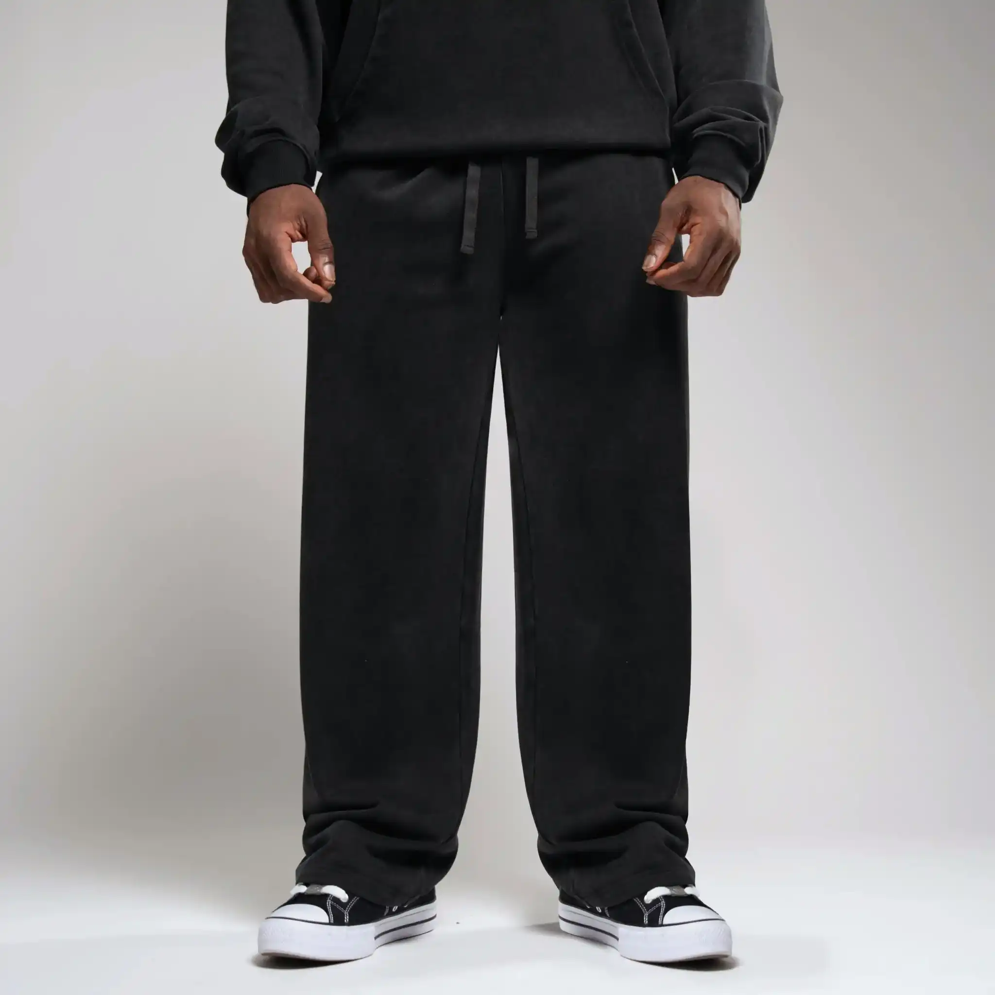 WASHED BLACK OVERSIZED STRAIGHT LEG SWEATPANTS