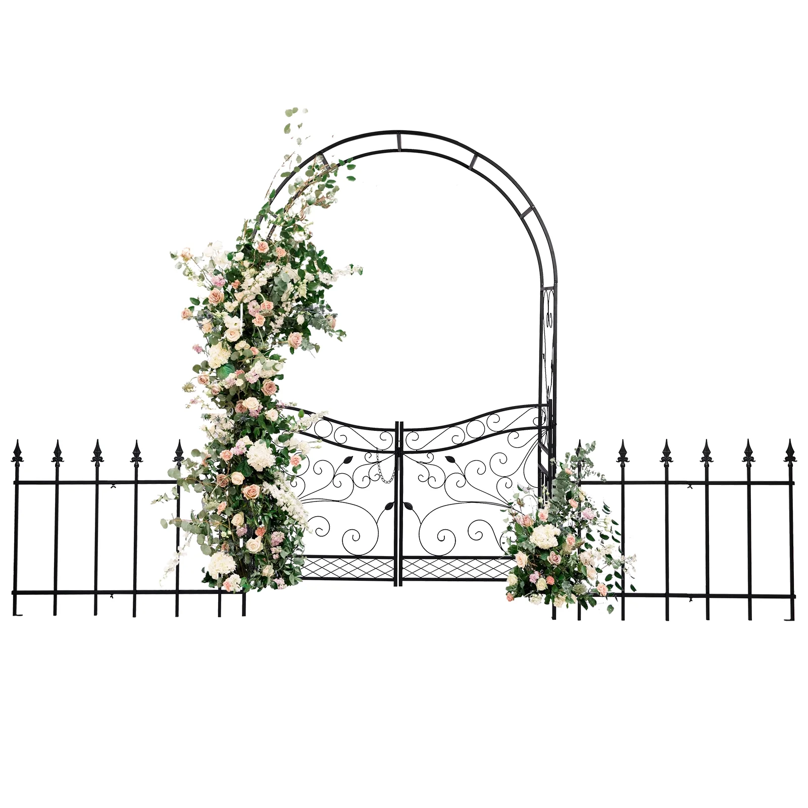 Garden Arch, Iron Arch for Climbing Plants, 7.2 FT Garden Arch With Seat Weather-Resistant, Black - Image 7