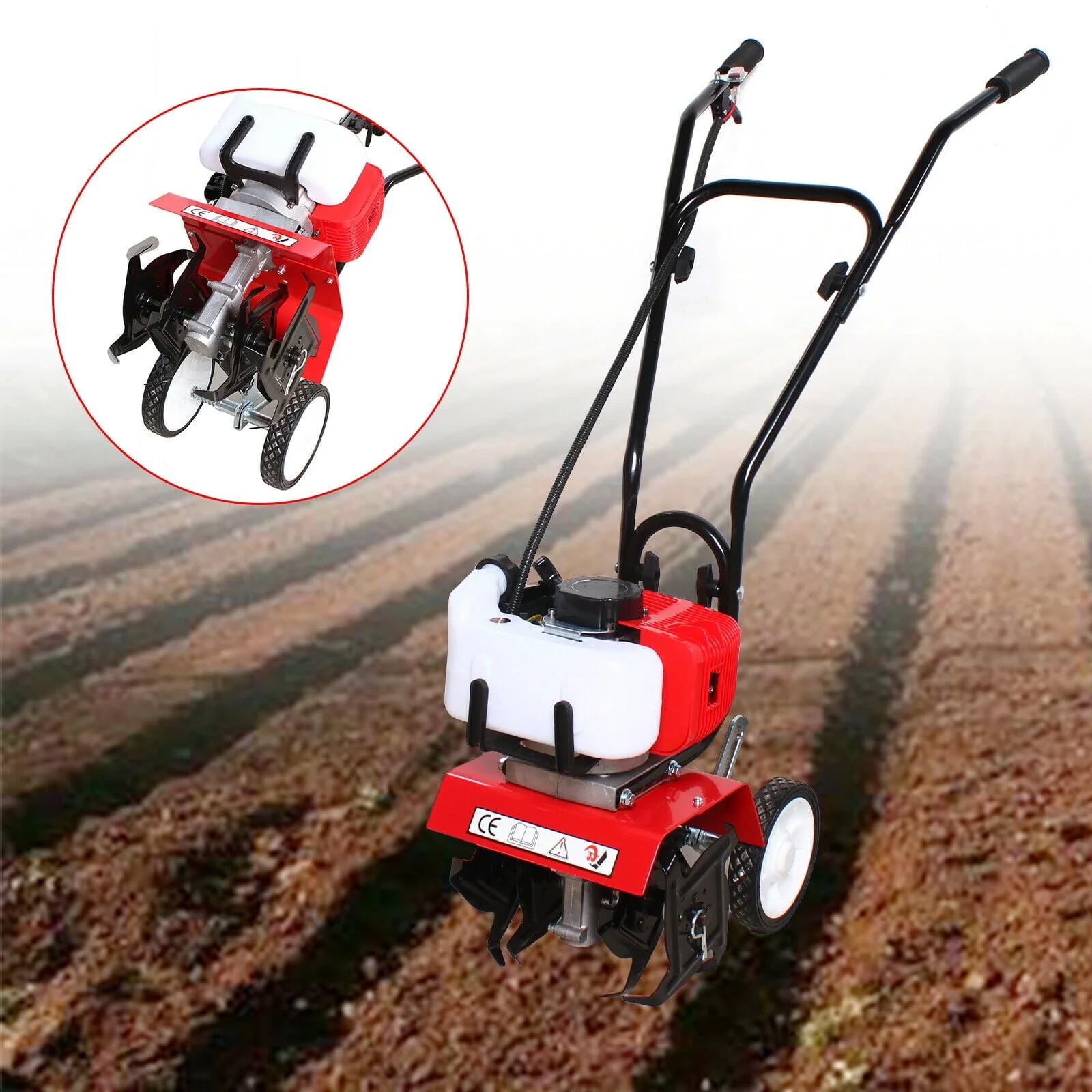 TFCFL 52CC 2 - Stroke Mini Tiller Cultivator Gas Powered Garden Yard Tilling Cultivator