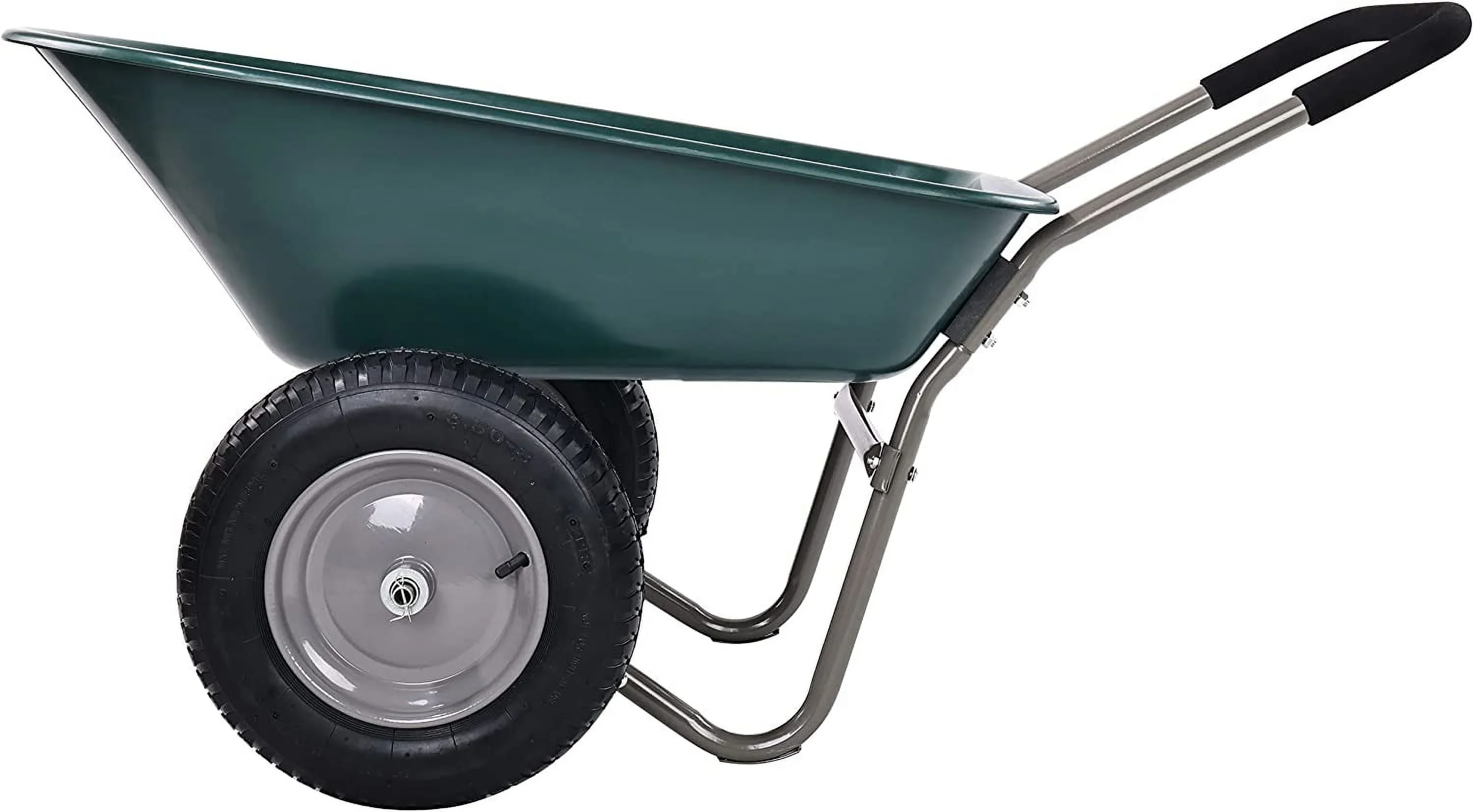 Wheelbarrow Garden Cart, Heavy Duty Home Utility, Dual-Wheel Home Garden Yard Utility Wheelbarrow Cart with Built-in Stand, Green