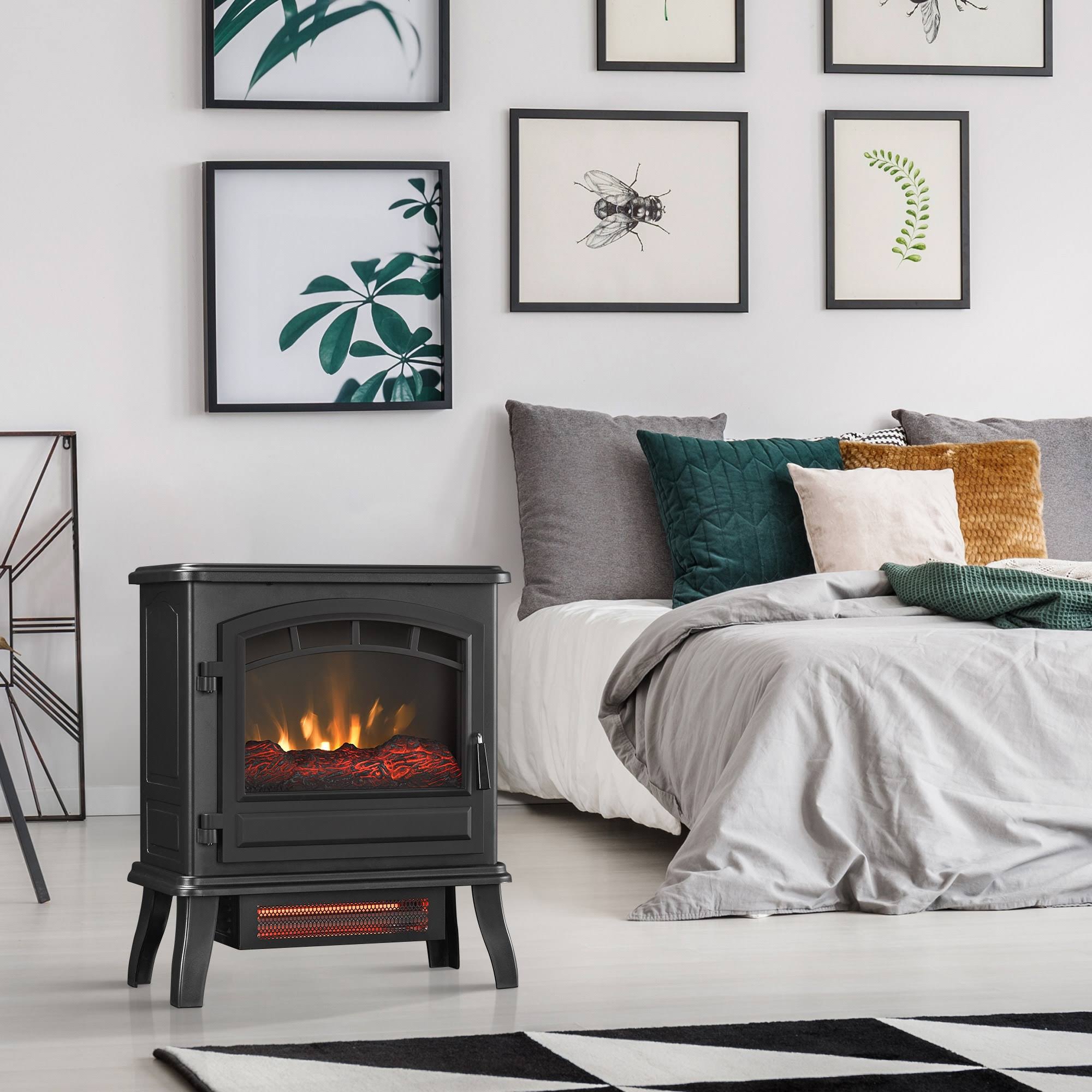 Style Selections 19.5-in W 5200-BTU Black Metal Infrared Quartz Electric Stove with Thermostat | CFI-7025-01