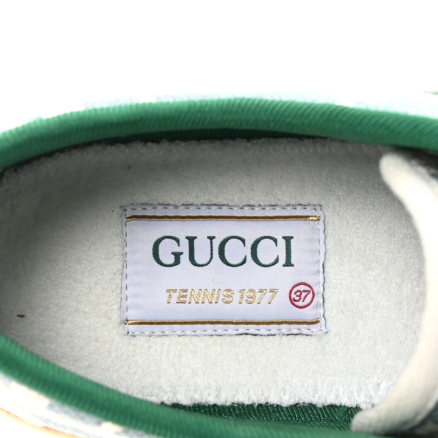 Cotton GG Monogram Web Womens 1977 Tennis Sneakers 37 Philod Ivory Mystic White