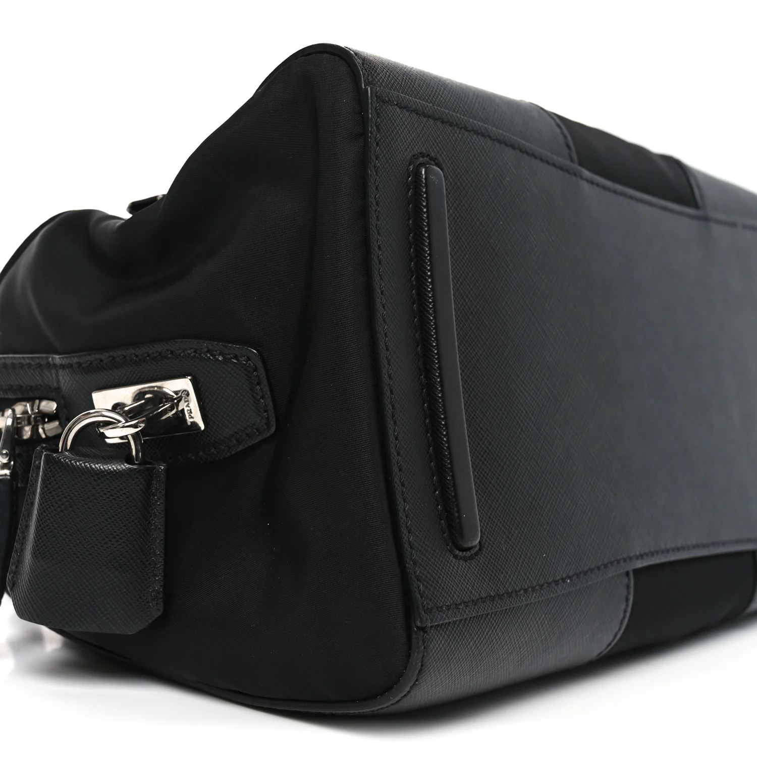 Nylon Saffiano Top Handle Bag Black
