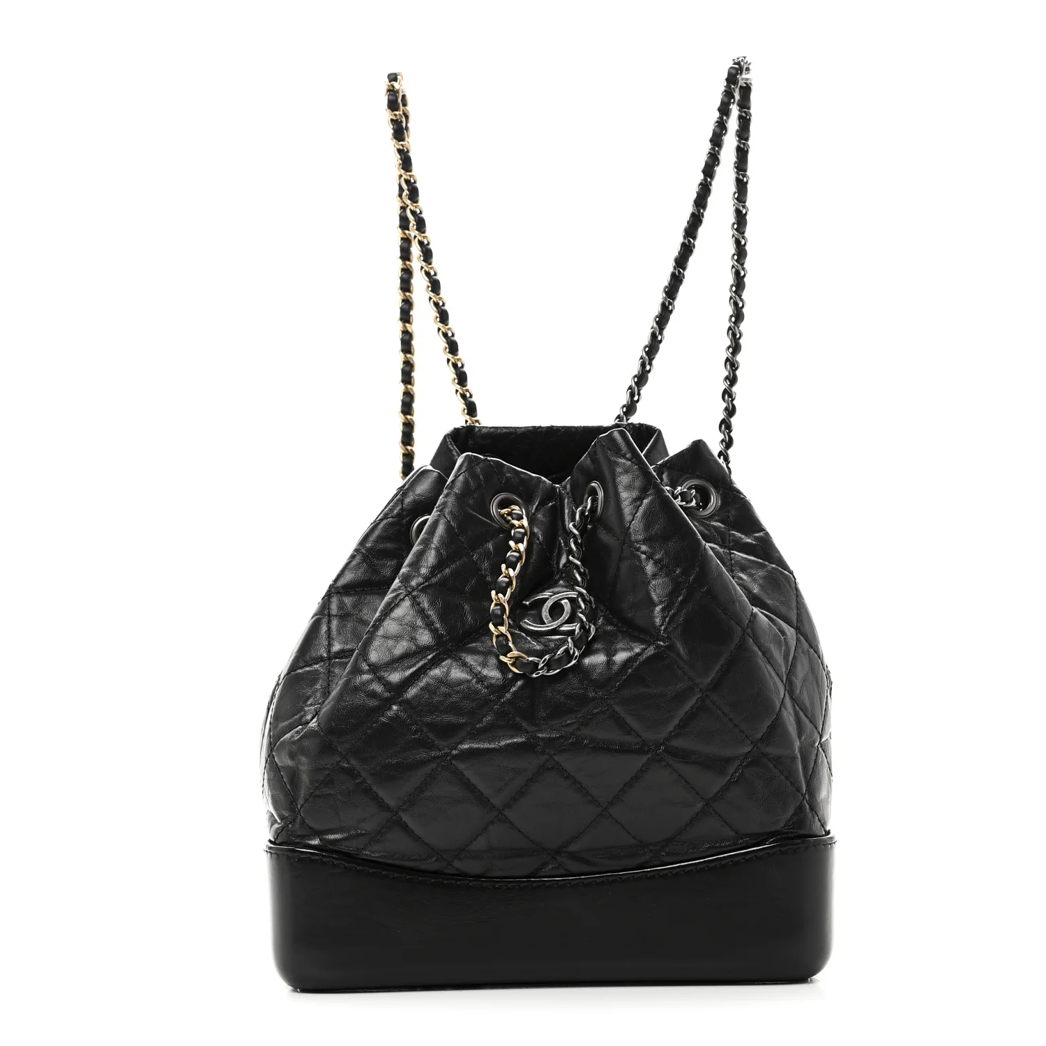 Aged Calfskin Quilted Small Gabrielle Backpack Black