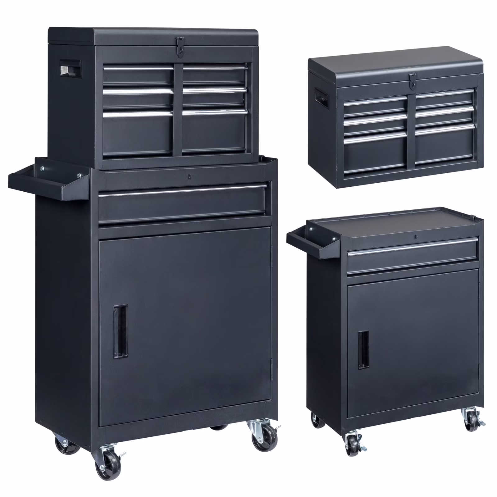 Ktaxon 4-Drawer 2-IN-1 Rolling Tool Chest Storage Cabinet, Mechanic Tool Organizer Box, 23.2 L x 11 W x 40.2 H, Black