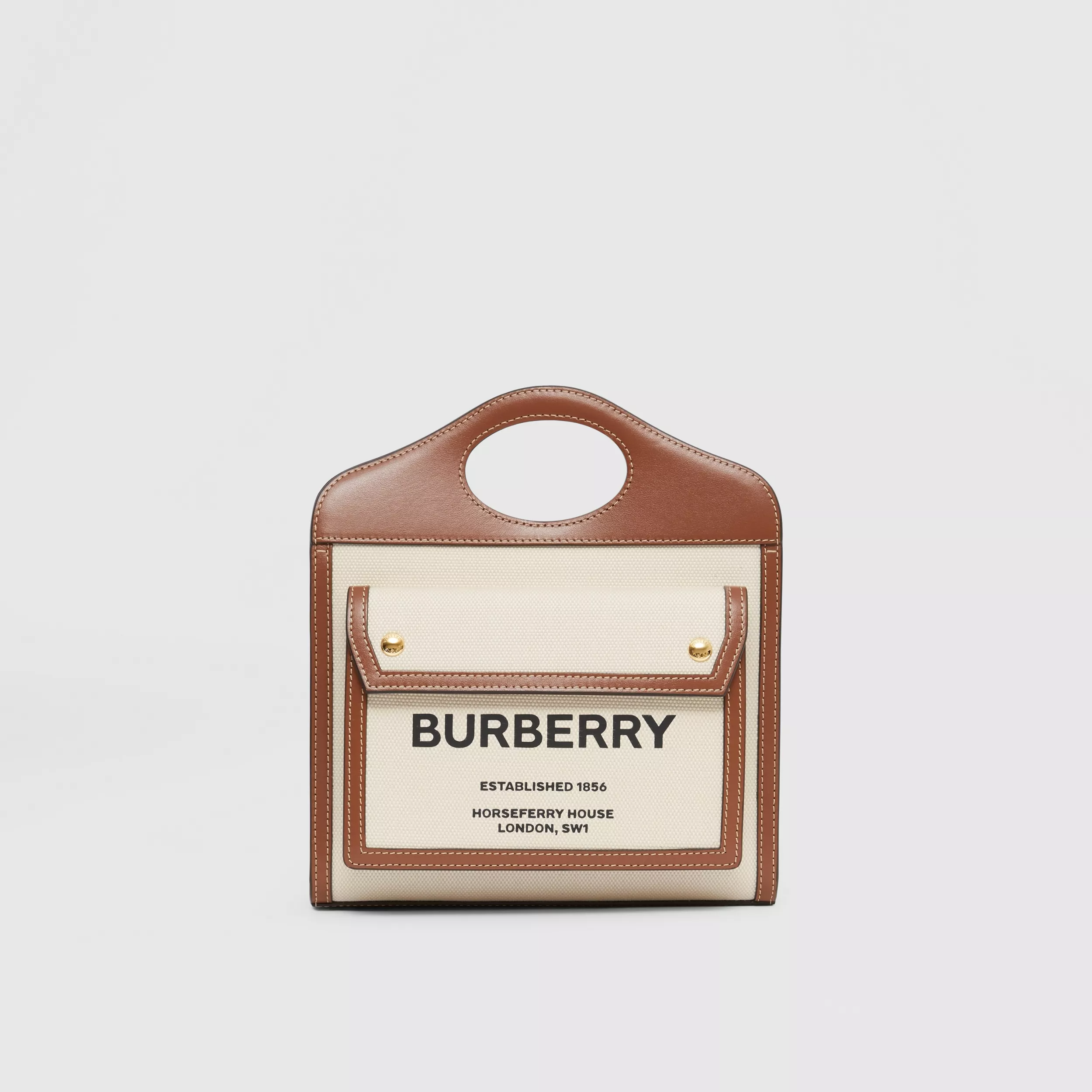 BURBERRY【バーバリー】新作·ミニ レザー ソフトポケットトート バーバリーロゴ