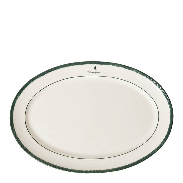 Serveringsfat 42 cm hvit/grønn