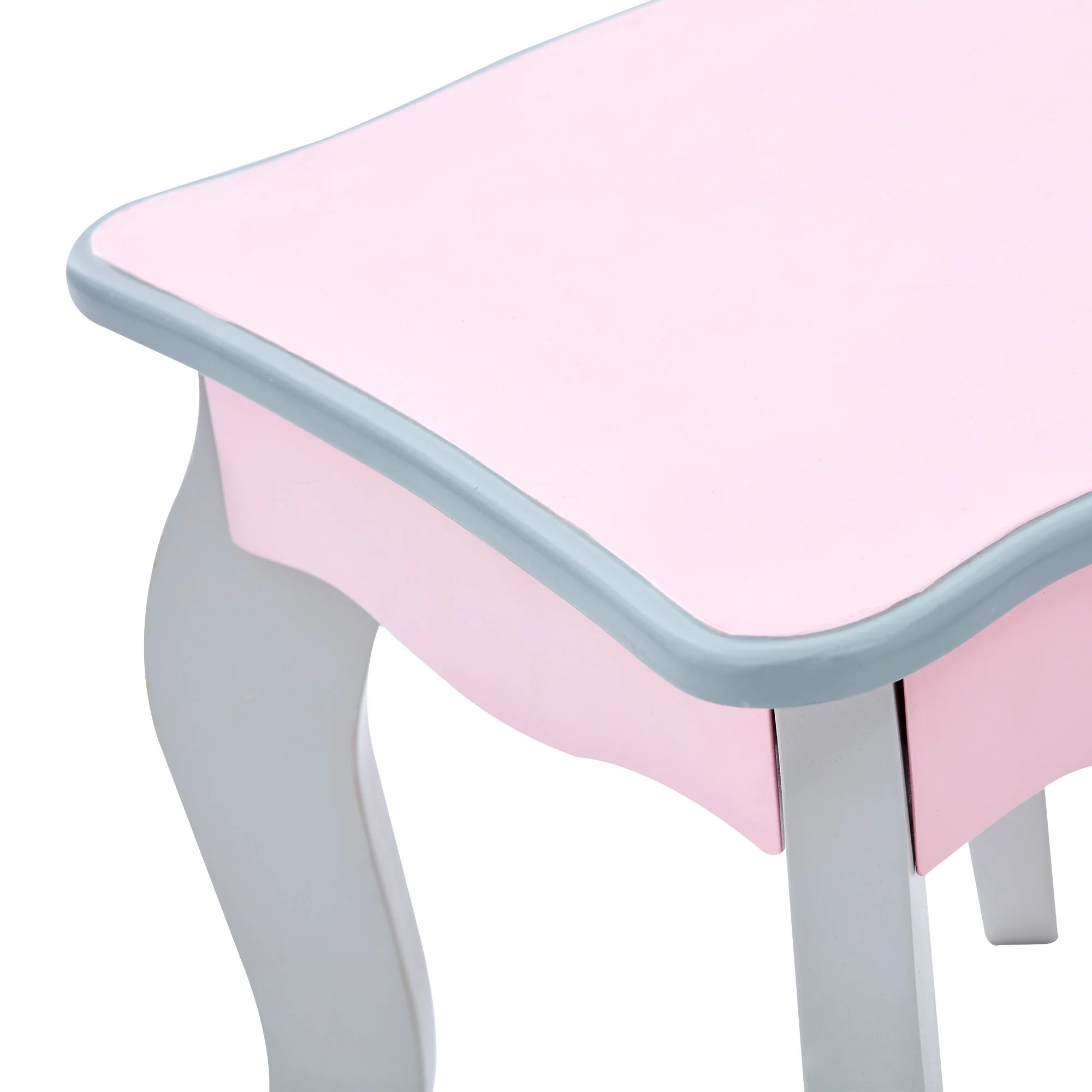 Fantasy Fields Kids Vanity Table and Stool Set with Castle Design, Pink