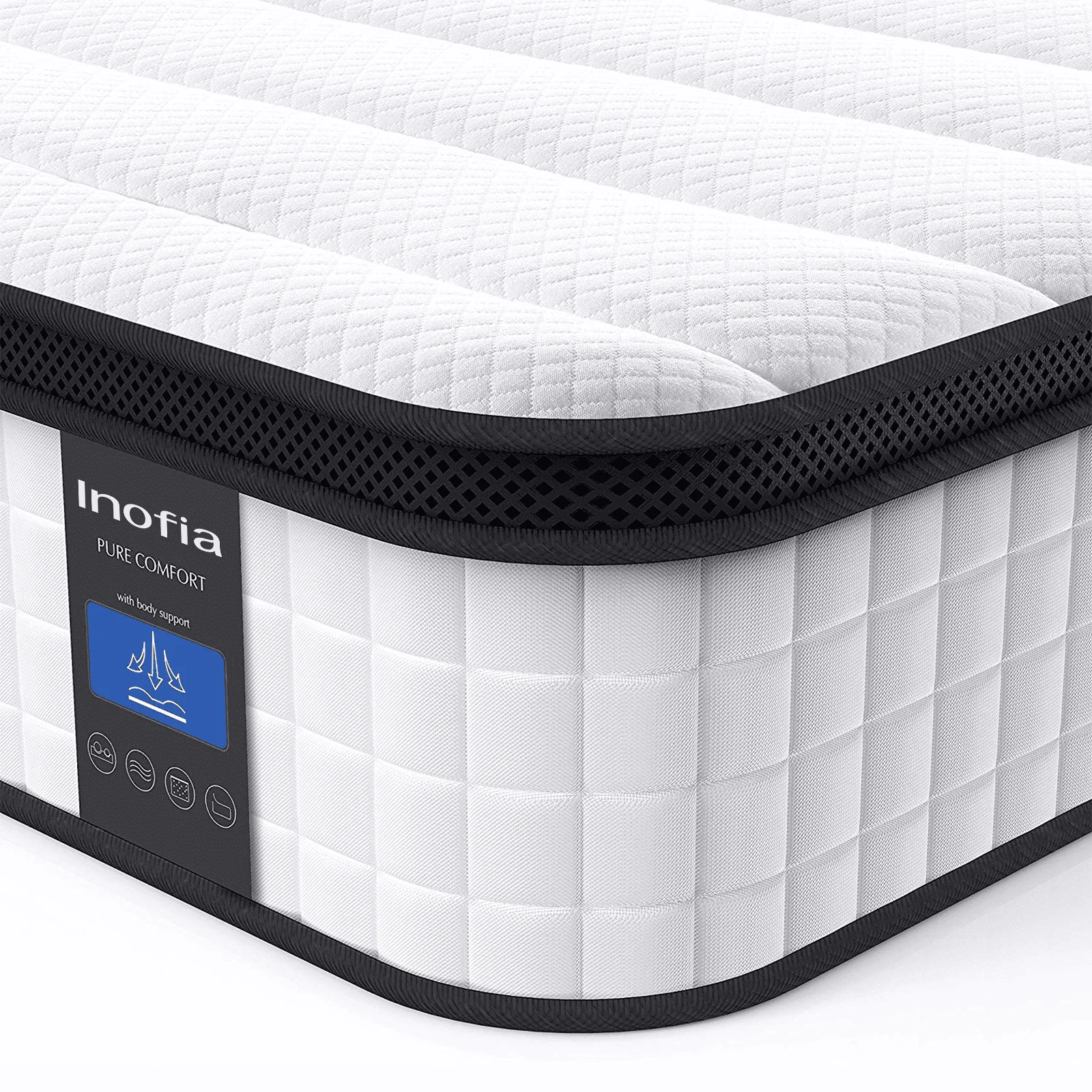 Inofia 10 in Hybrid Queen Size Mattress in a Box with Responsive Memory Foam, Multiple Sizes