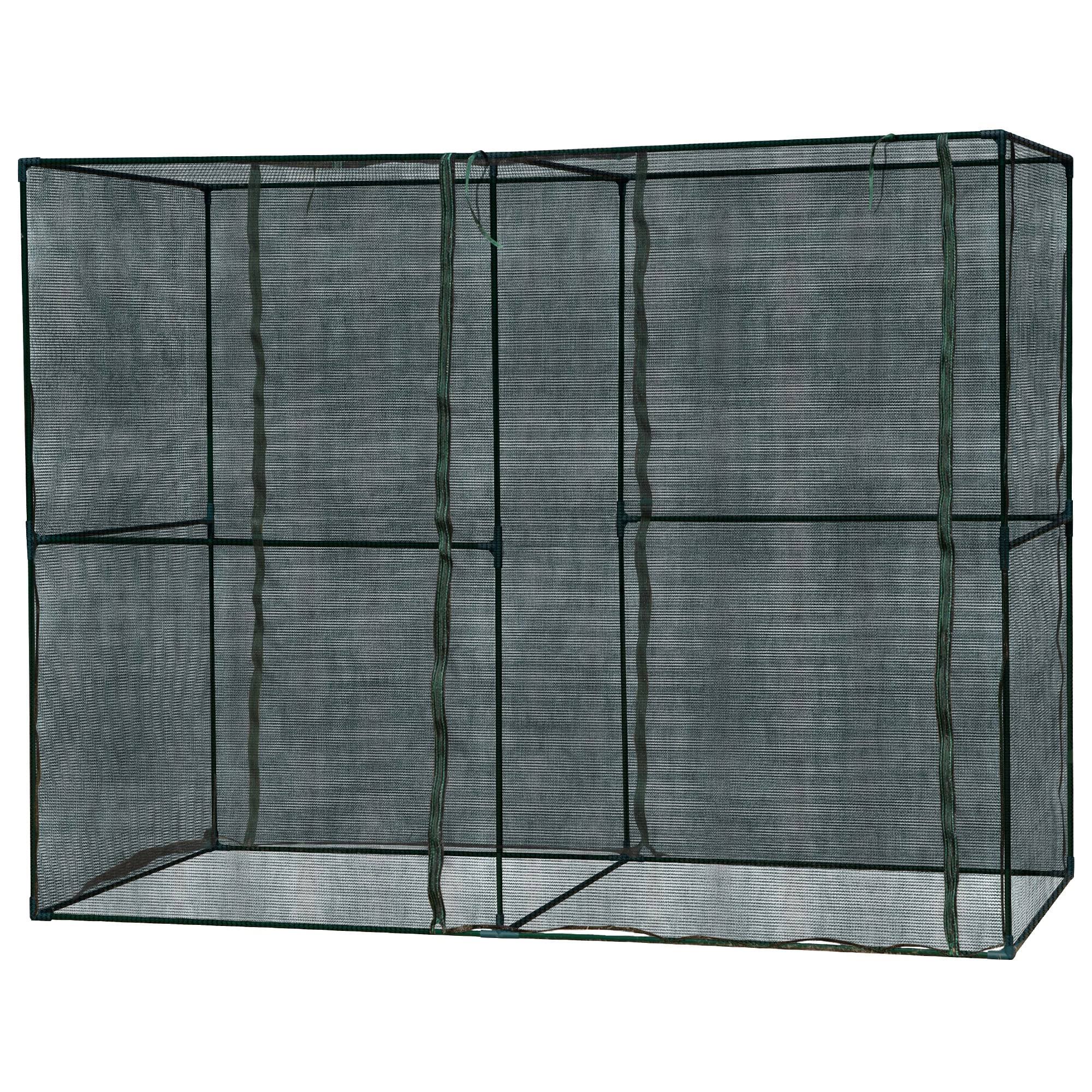 Outsunny 4' x 8' Walk-In Greenhouse with High-Quality HDPE Cover & 2 Zippered Doors for Plants/Herbs
