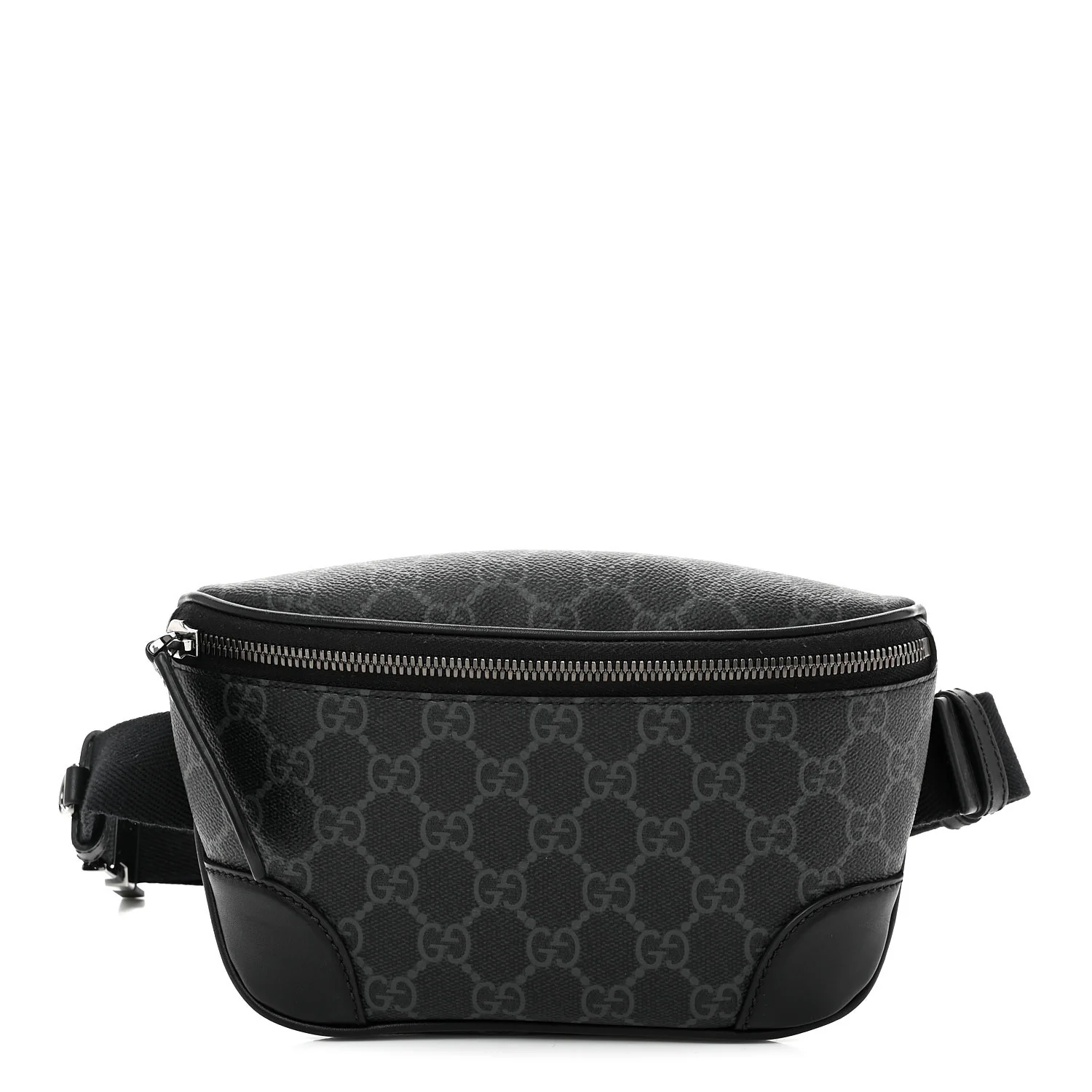 GG Supreme Monogram Emblem Calfskin Small Belt Bag Black Grey