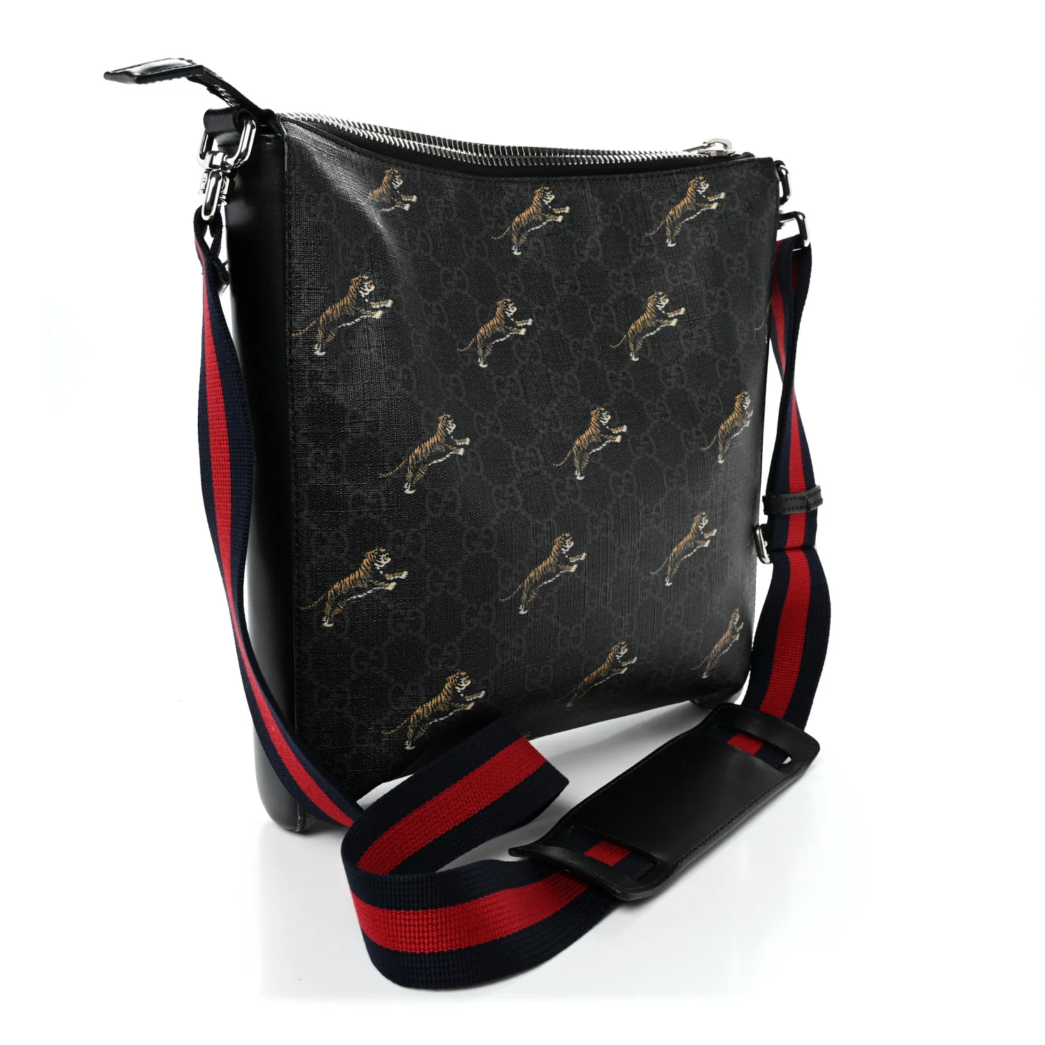 GG Supreme Monogram Tigers Web Messenger Bag Black Multicolor