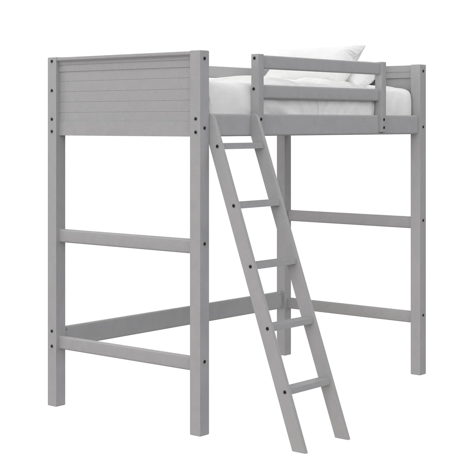 Your Zone Kiarah Twin Loft Bed with Ladder, White
