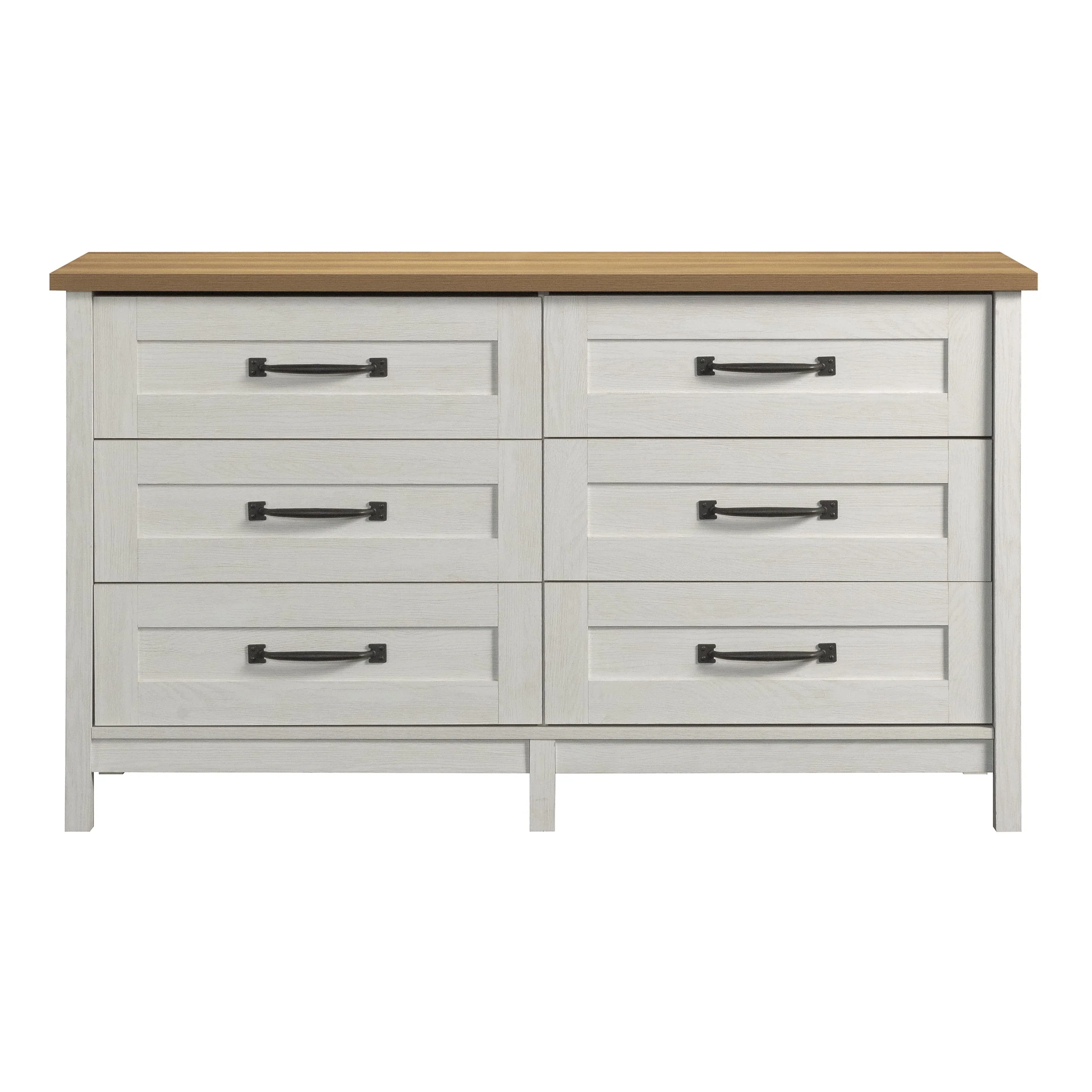 Better Homes & Gardens Modern Farmhouse 6-Drawer Dresser, Rustic White Finish