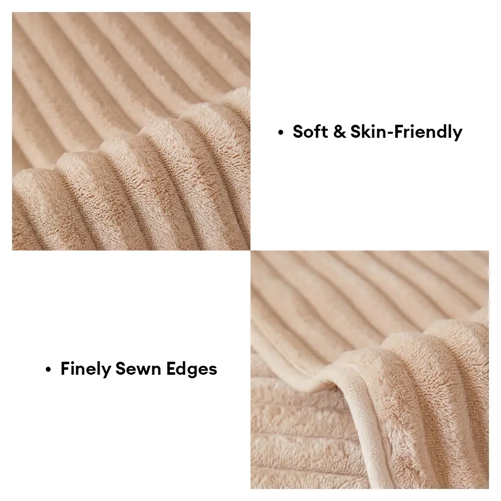 Furry Striped Sofa Protection Non-Slip Plush Couch Cover - Solid