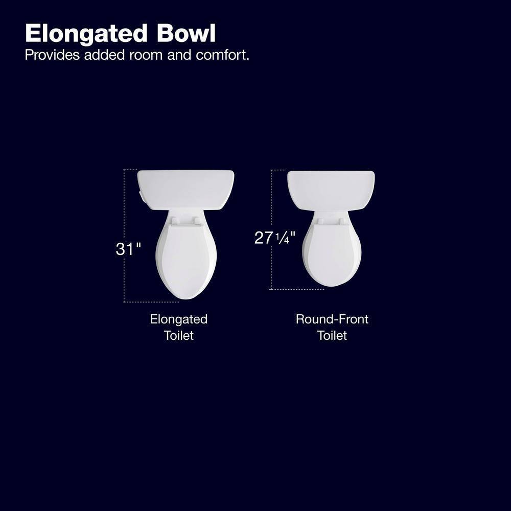 Toilette allongée extra haute KOHLER Highline Arc 2025, 1,28 gallons par chasse d'eau, blanche avec siège