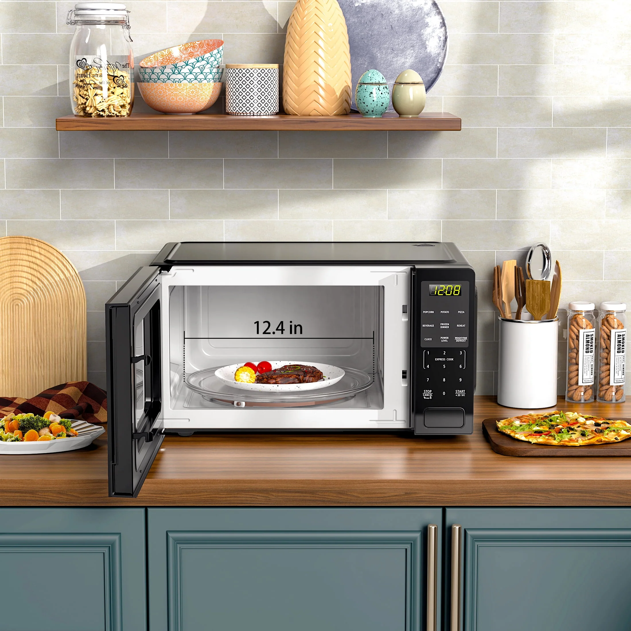 Mainstays 1.1 Cu. Ft. Countertop Microwave Oven, 1000 Watts, Black, New