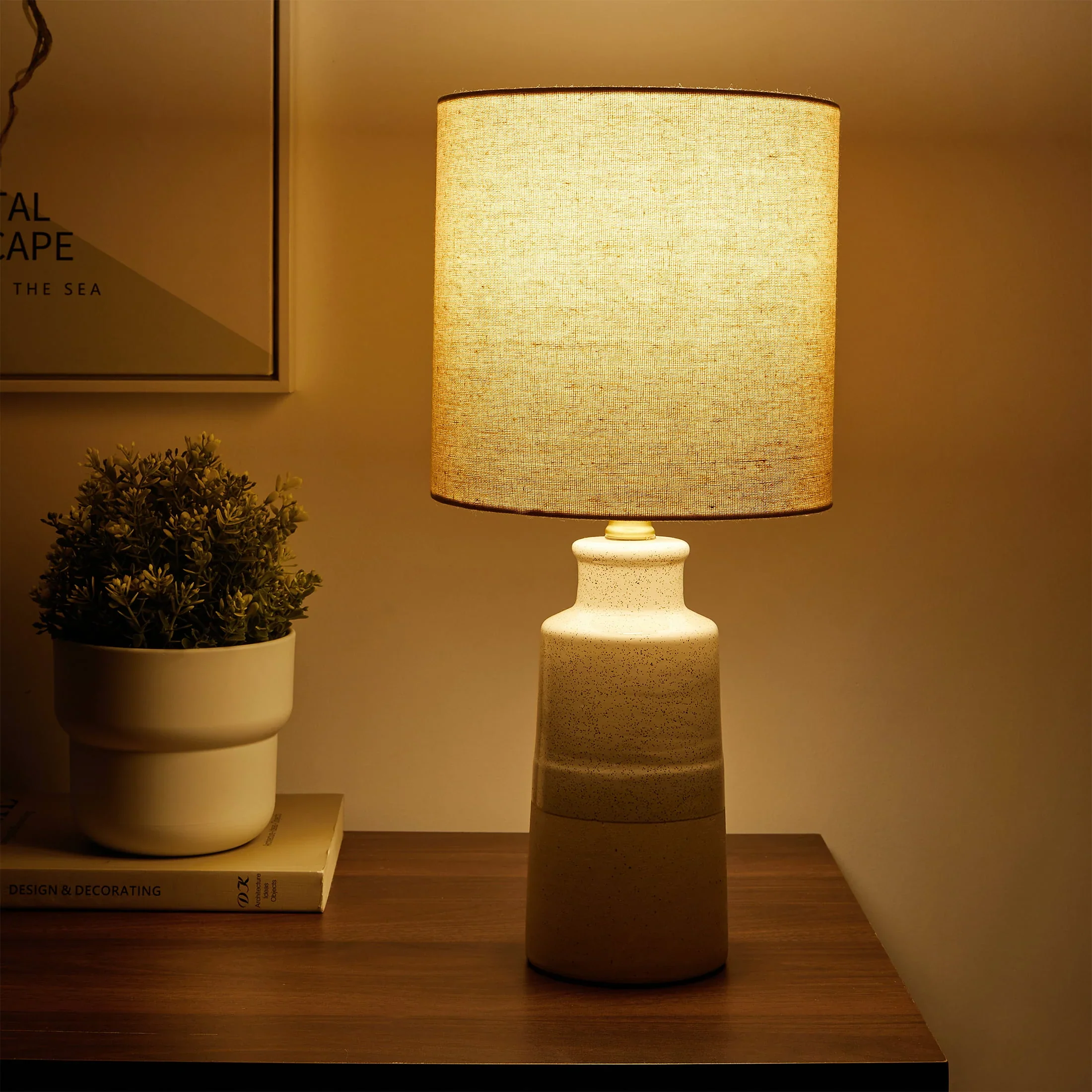 Better Homes & Gardens 17 Reactive Glaze Ceramic Table Lamp, Taupe