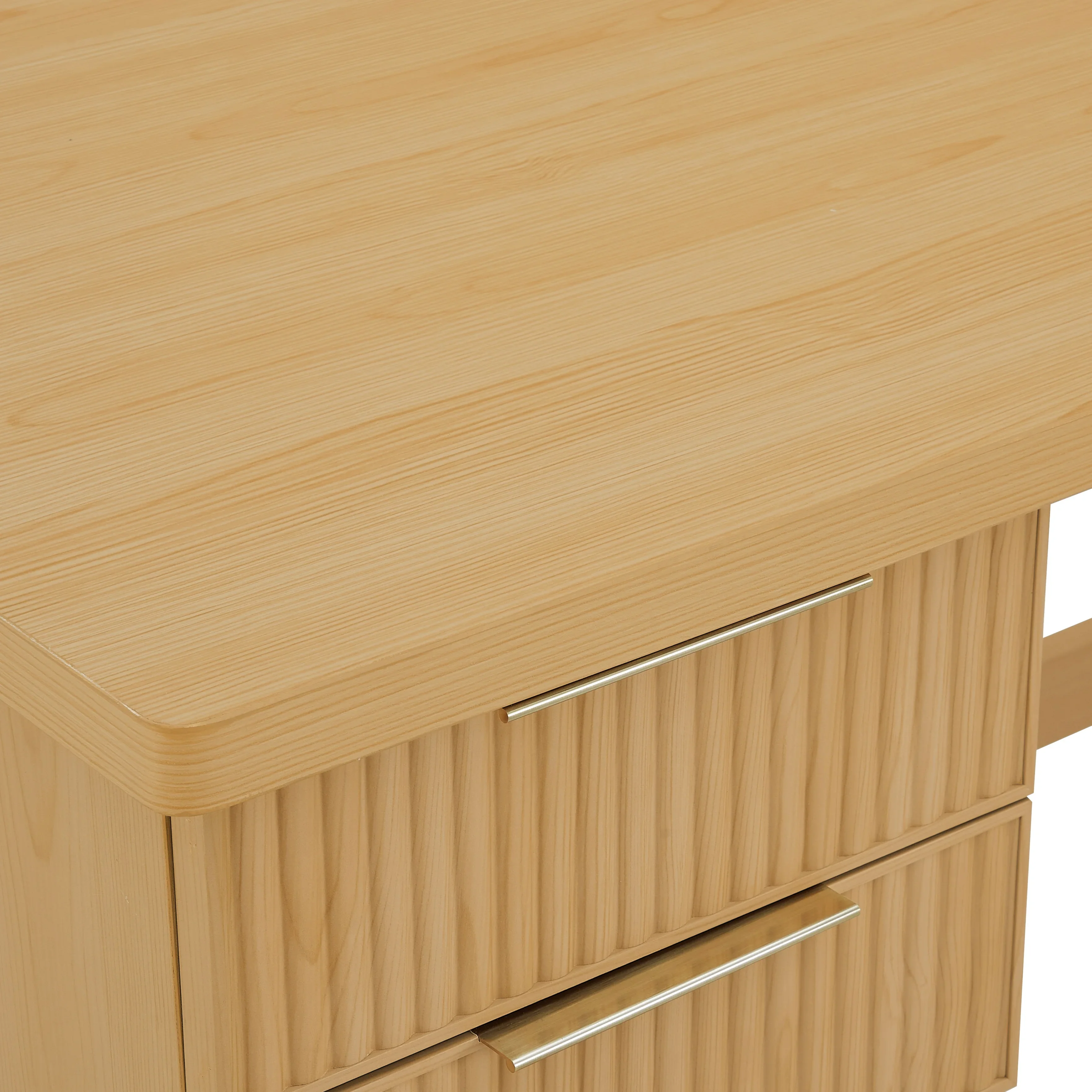 Better Homes & Gardens Lillian Fluted L-Shape Desk, Natural Pine Finish