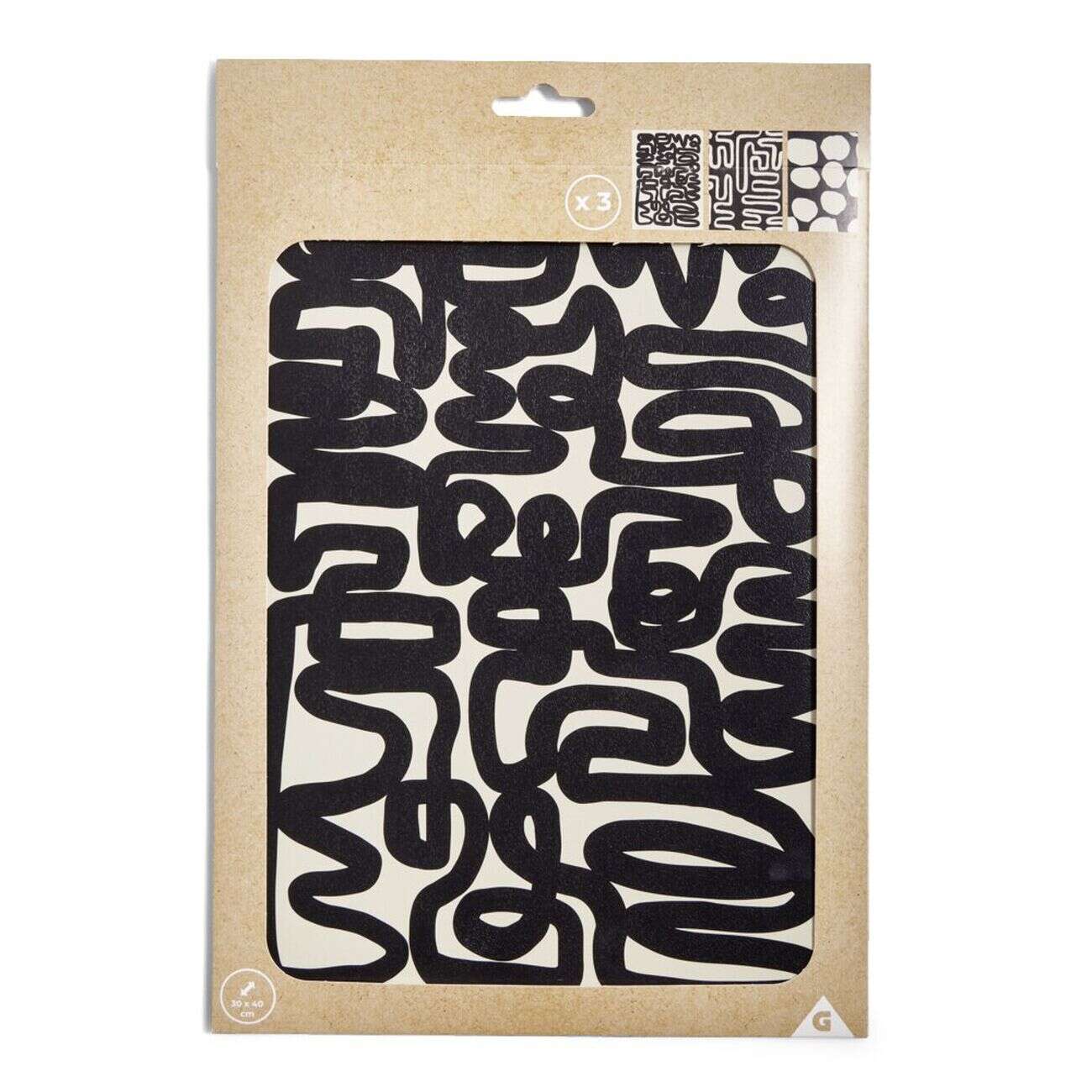 Affiche papier x3 thème abstrait noir et beige 30x40cm