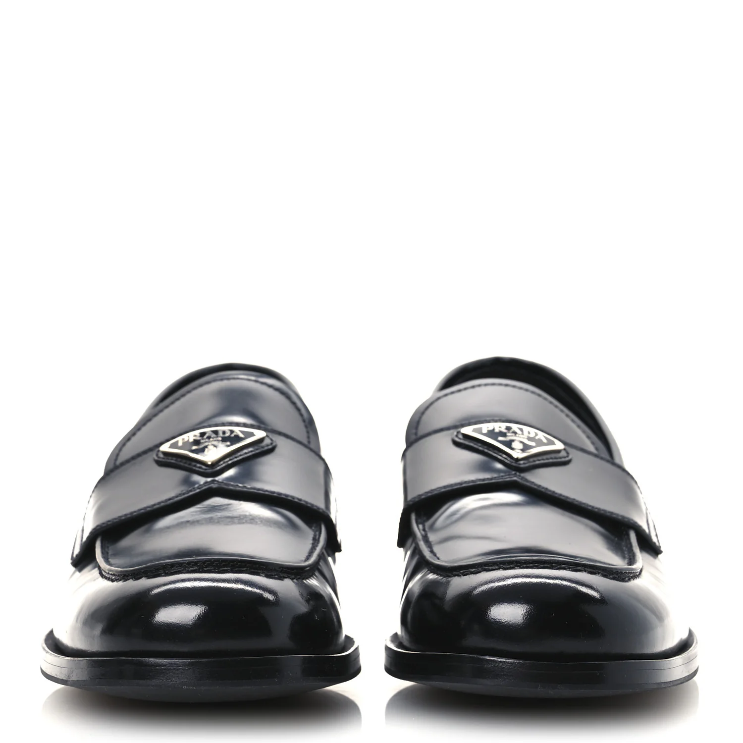 Spazzolato Fume Metal Triangle Logo Mens Loafers 8.5 Black